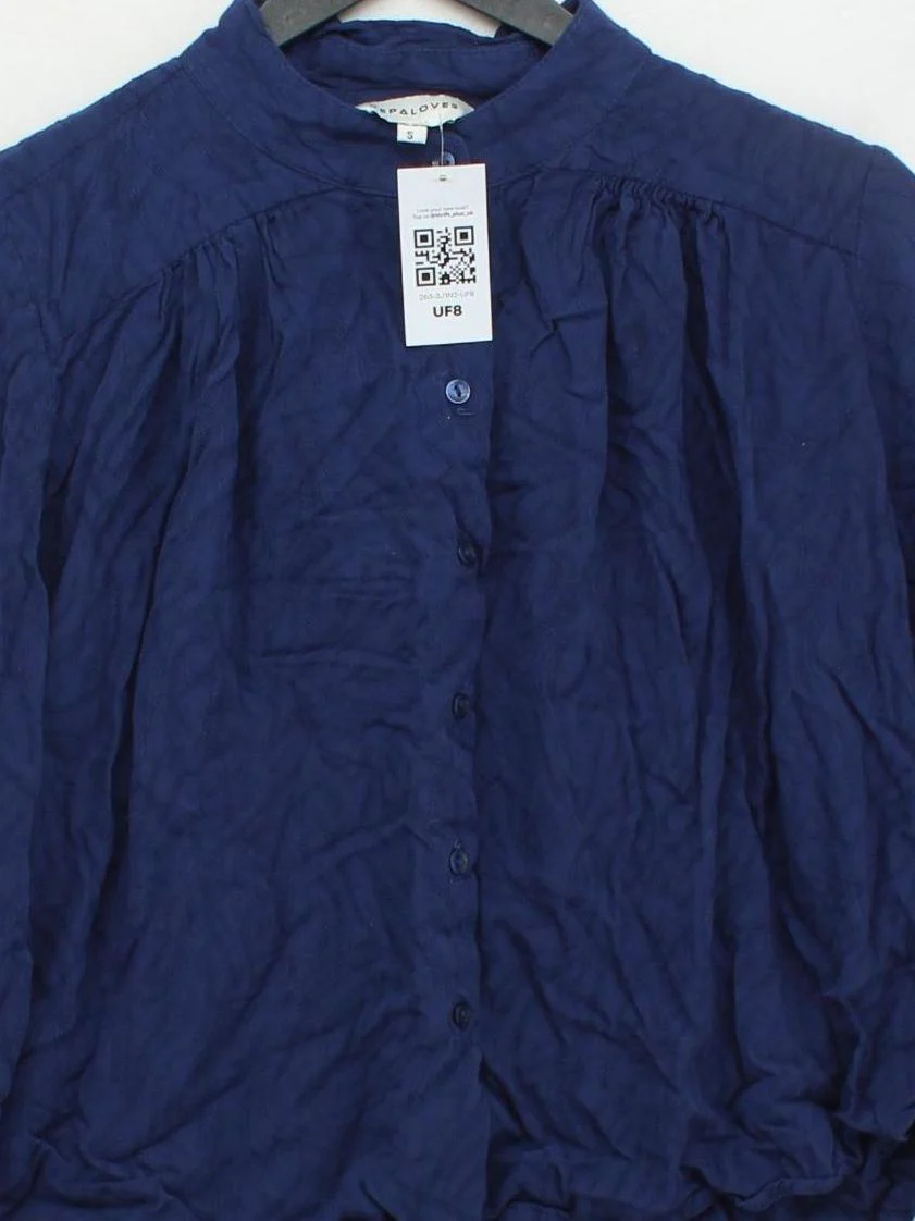 Pepa Loves Women's Shirt S Blue 100% Rayon Long Sleeve Collared Basic - Image 3