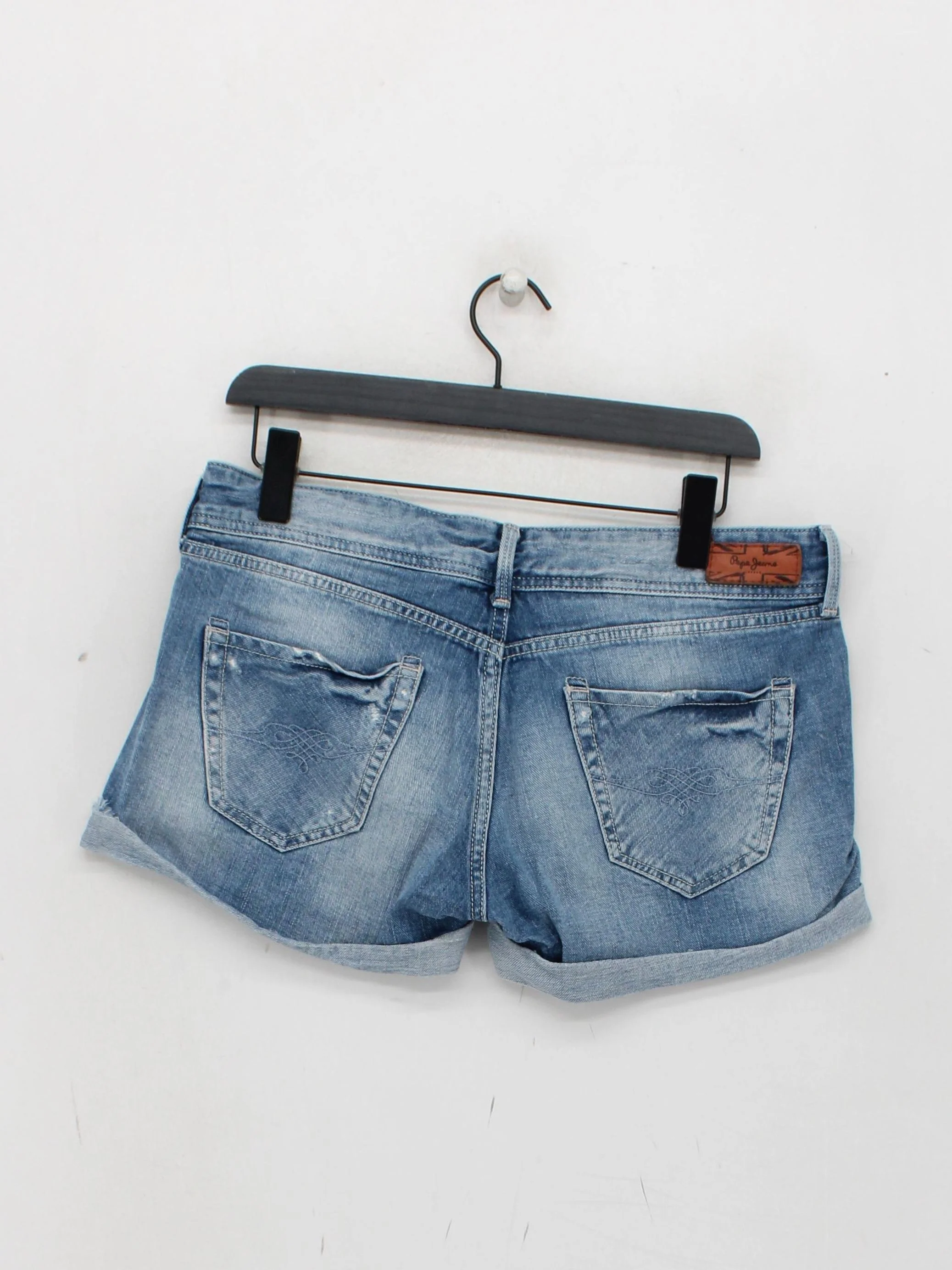 Pepe Jeans Women's Shorts W 35 in Blue 100% Cotton Cut-Off - Image 2