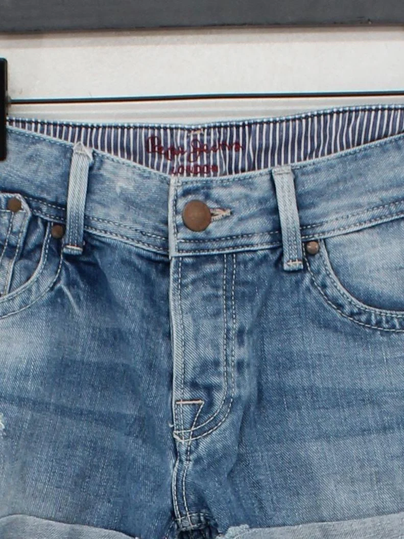 Pepe Jeans Women's Shorts W 35 in Blue 100% Cotton Cut-Off - Image 3