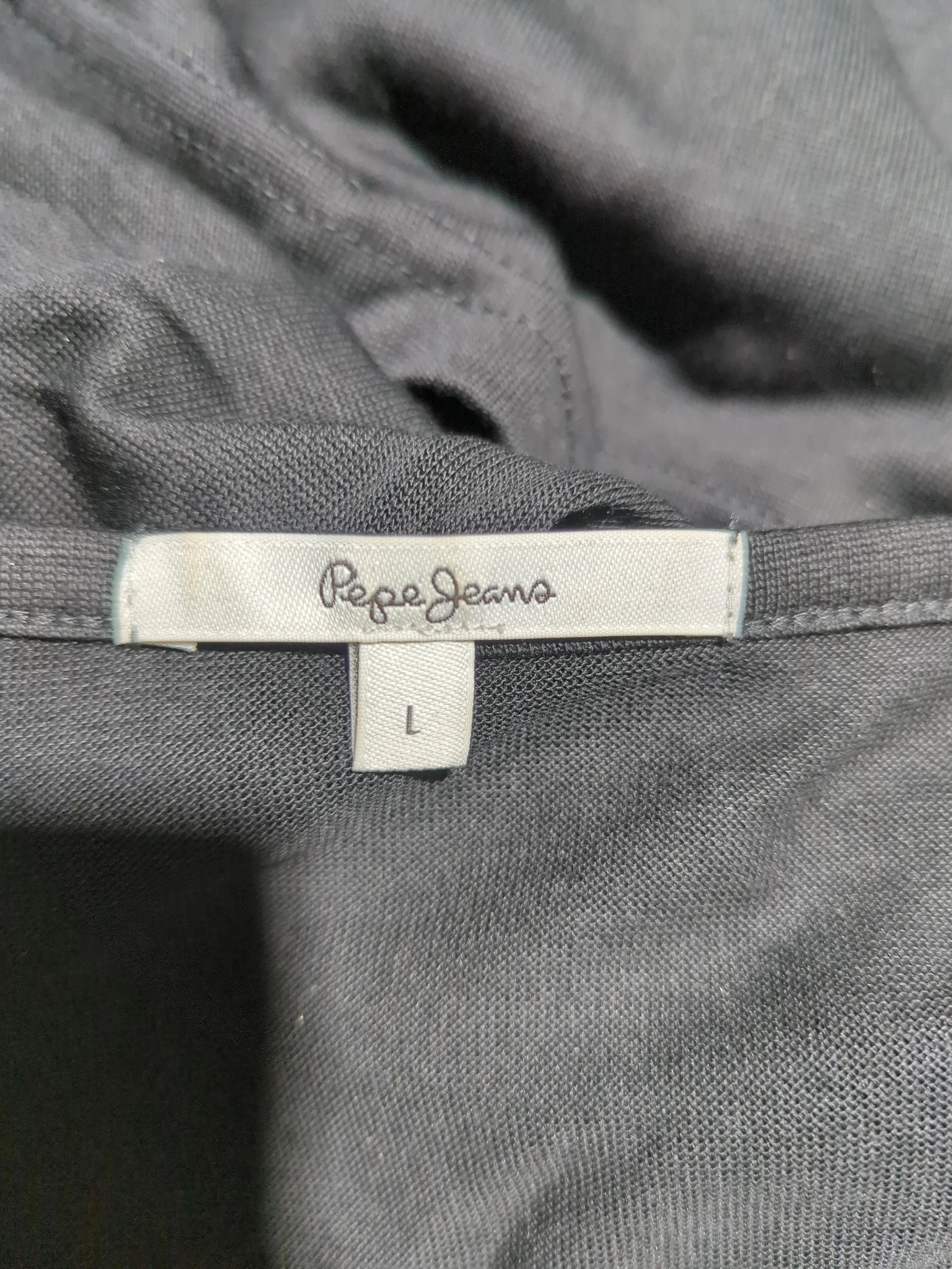 Pepe Jeans Women's Top L Black 100% Other Long Sleeve V-Neck Basic - Image 5