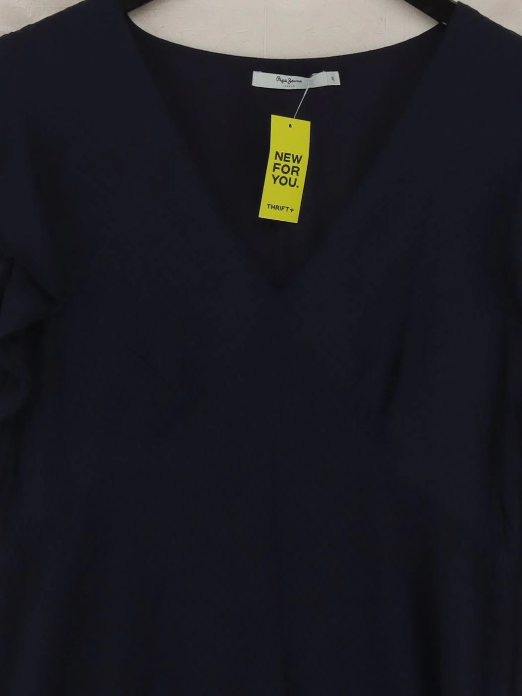 Pepe Jeans Women's Top XL Blue 100% Viscose Short Sleeve V-Neck Basic - Image 3