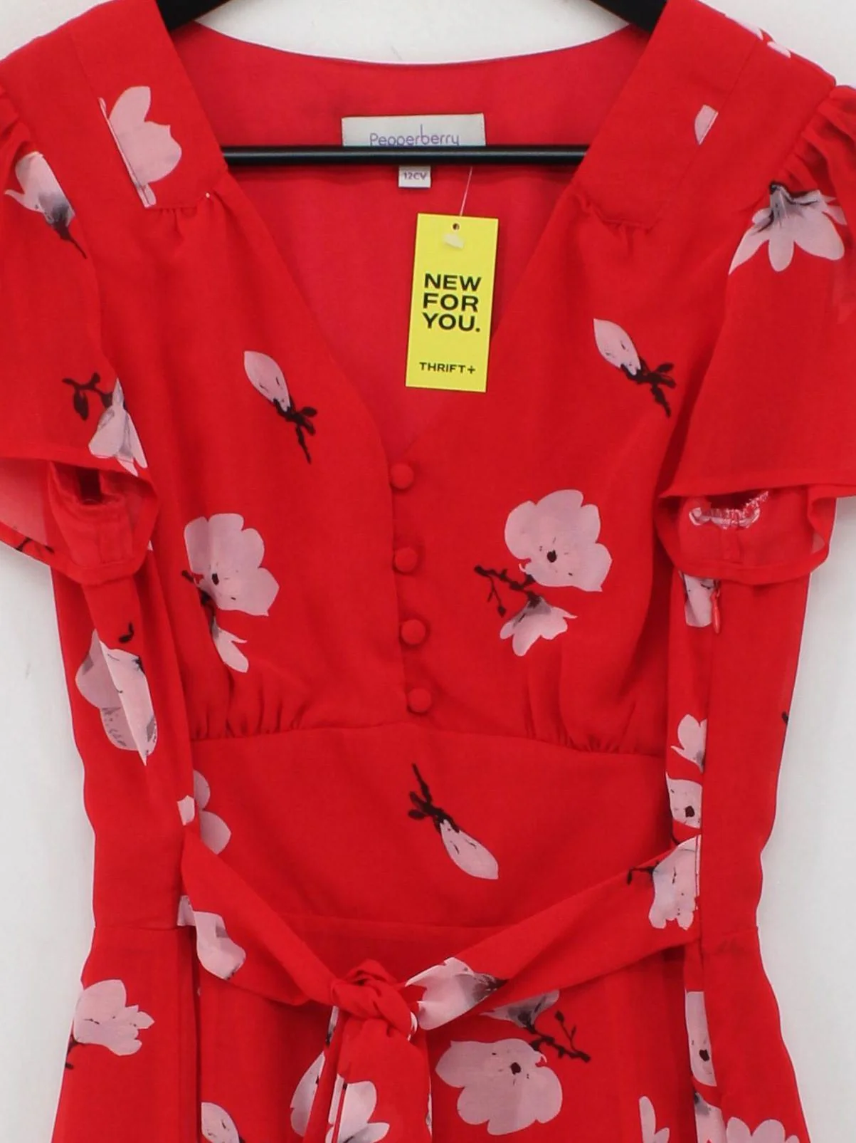 Pepperberry Shirt Mini Dress UK12 in Red - Image 3