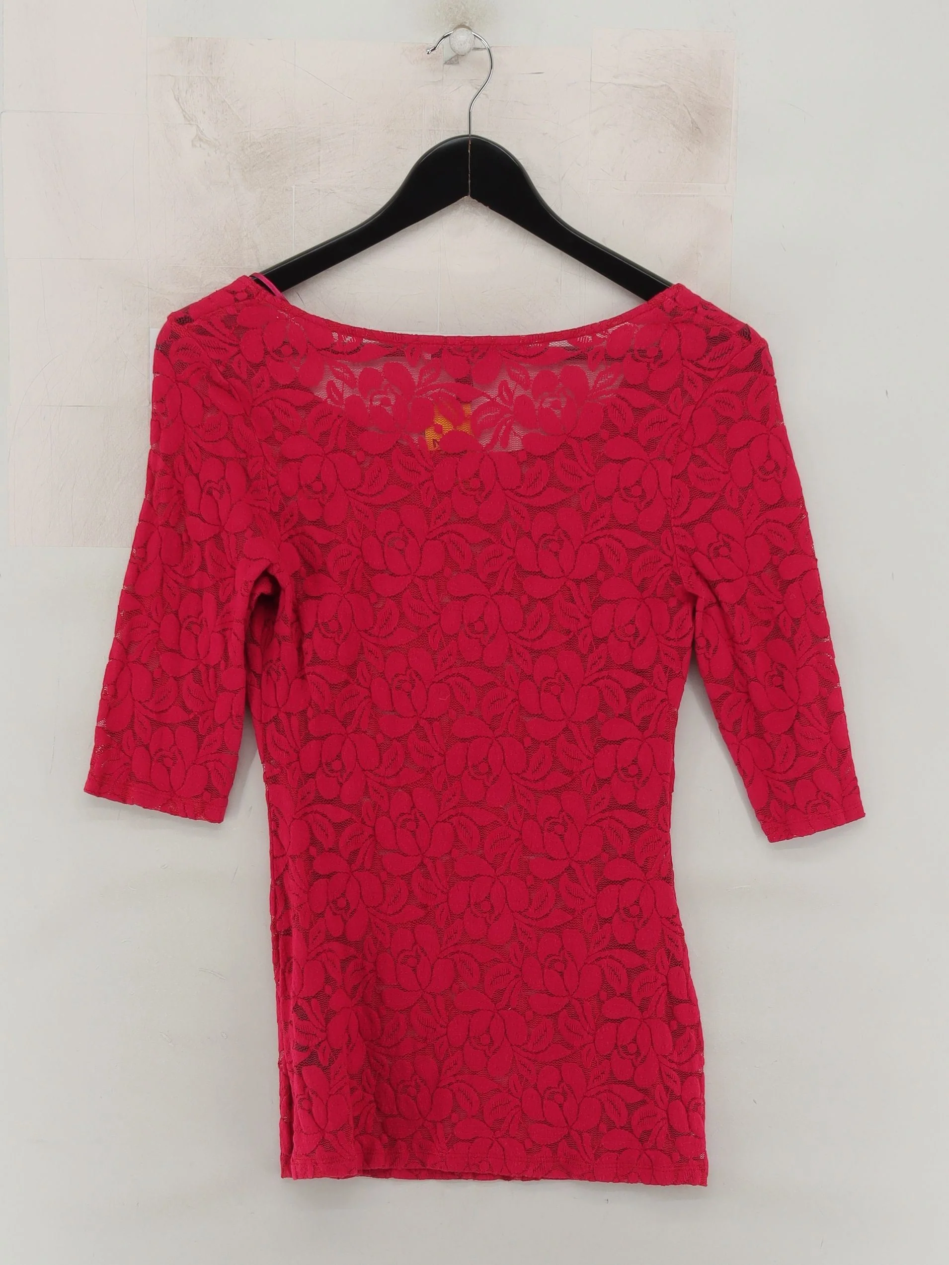 Pepperberry Women's Top S Pink Floral 100% Other 3/4 Sleeve Square Neck Basic - Image 2