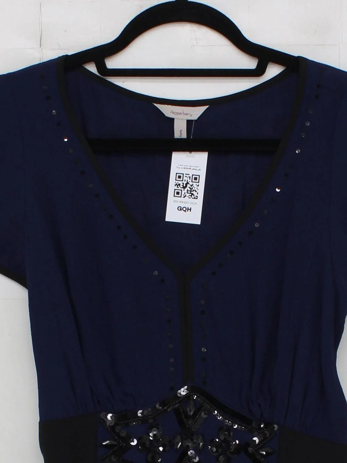 Pepperberry Women's Top UK 14 Blue 100% Viscose Short Sleeve V-Neck Tunic - Image 3