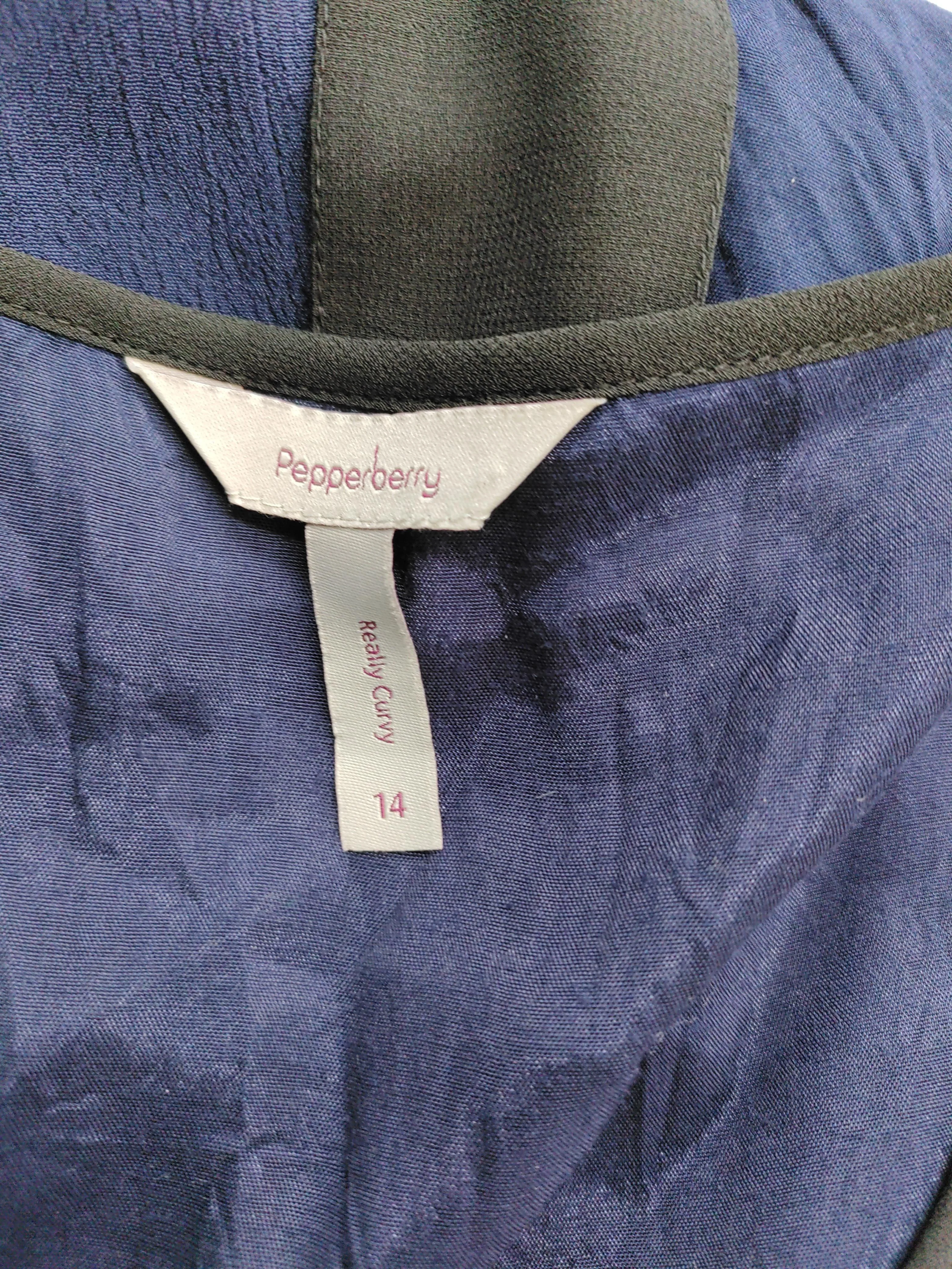 Pepperberry Women's Top UK 14 Blue 100% Viscose Short Sleeve V-Neck Tunic - Image 5