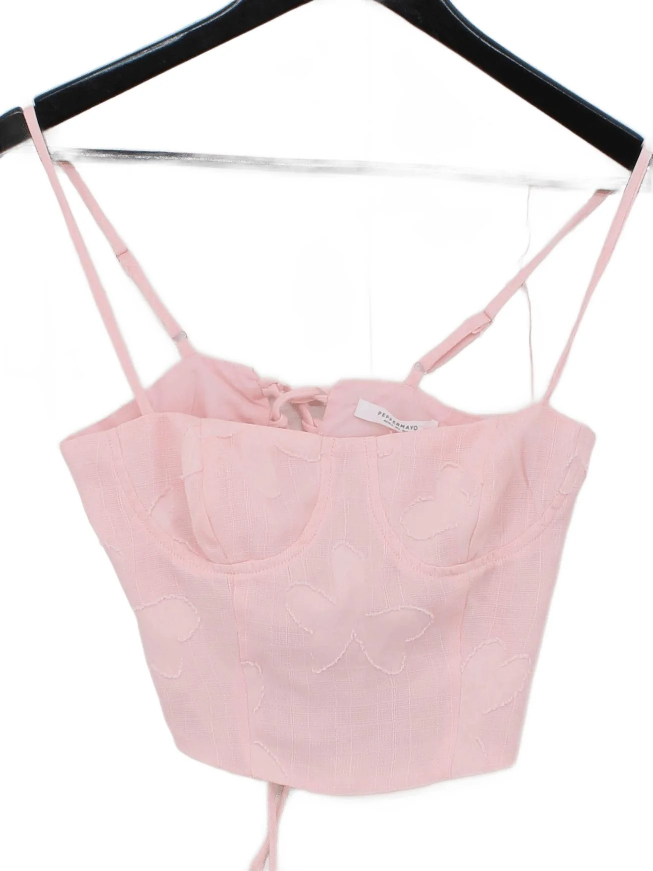 Peppermayo Women's Top XS Pink 100% Cotton Sleeveless Square Neck Cropped