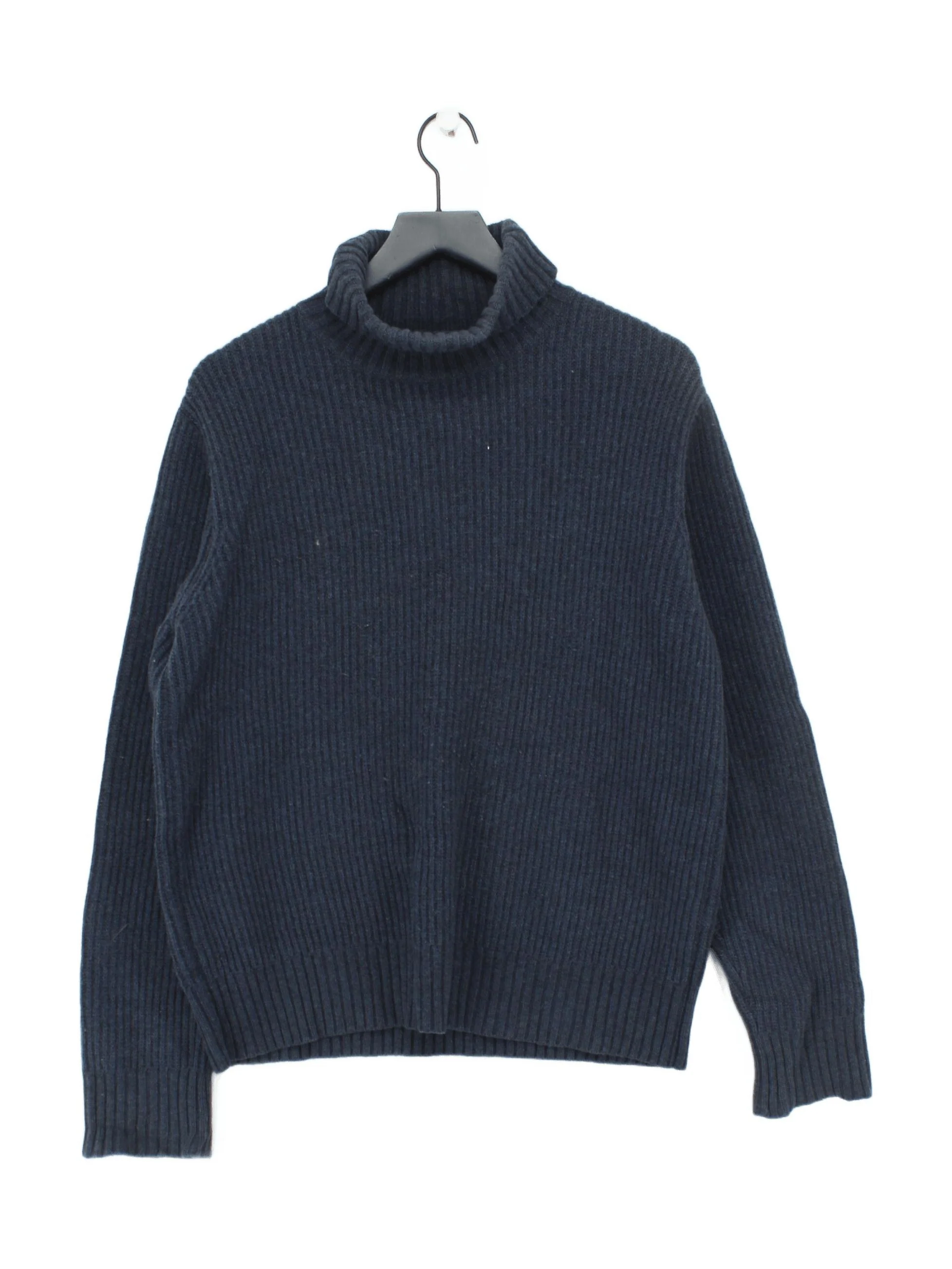 Percival Men's Jumper M Blue 100% Wool Roll Neck Pullover