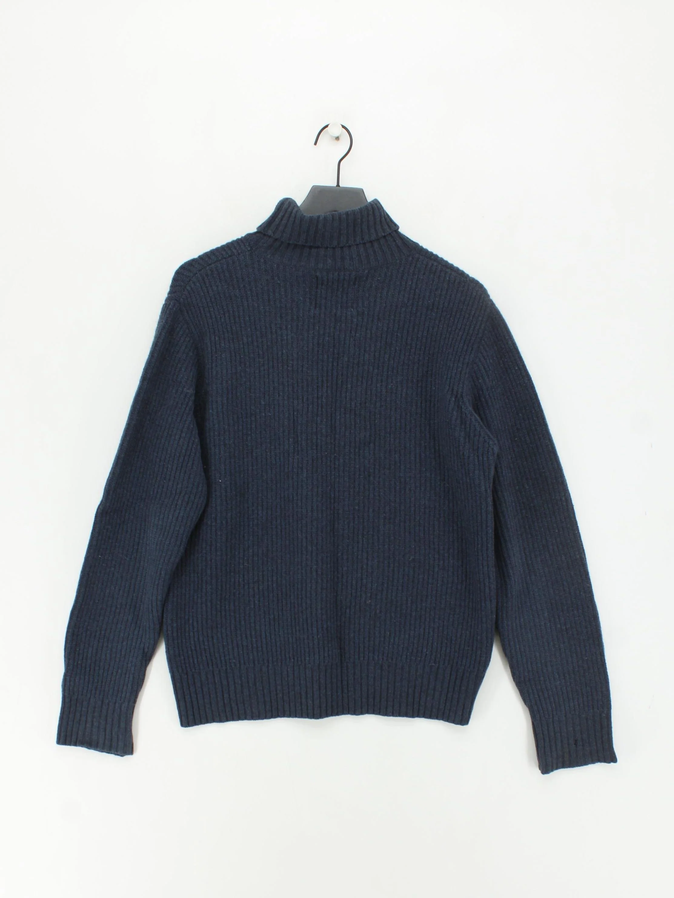 Percival Men's Jumper M Blue 100% Wool Roll Neck Pullover - Image 2