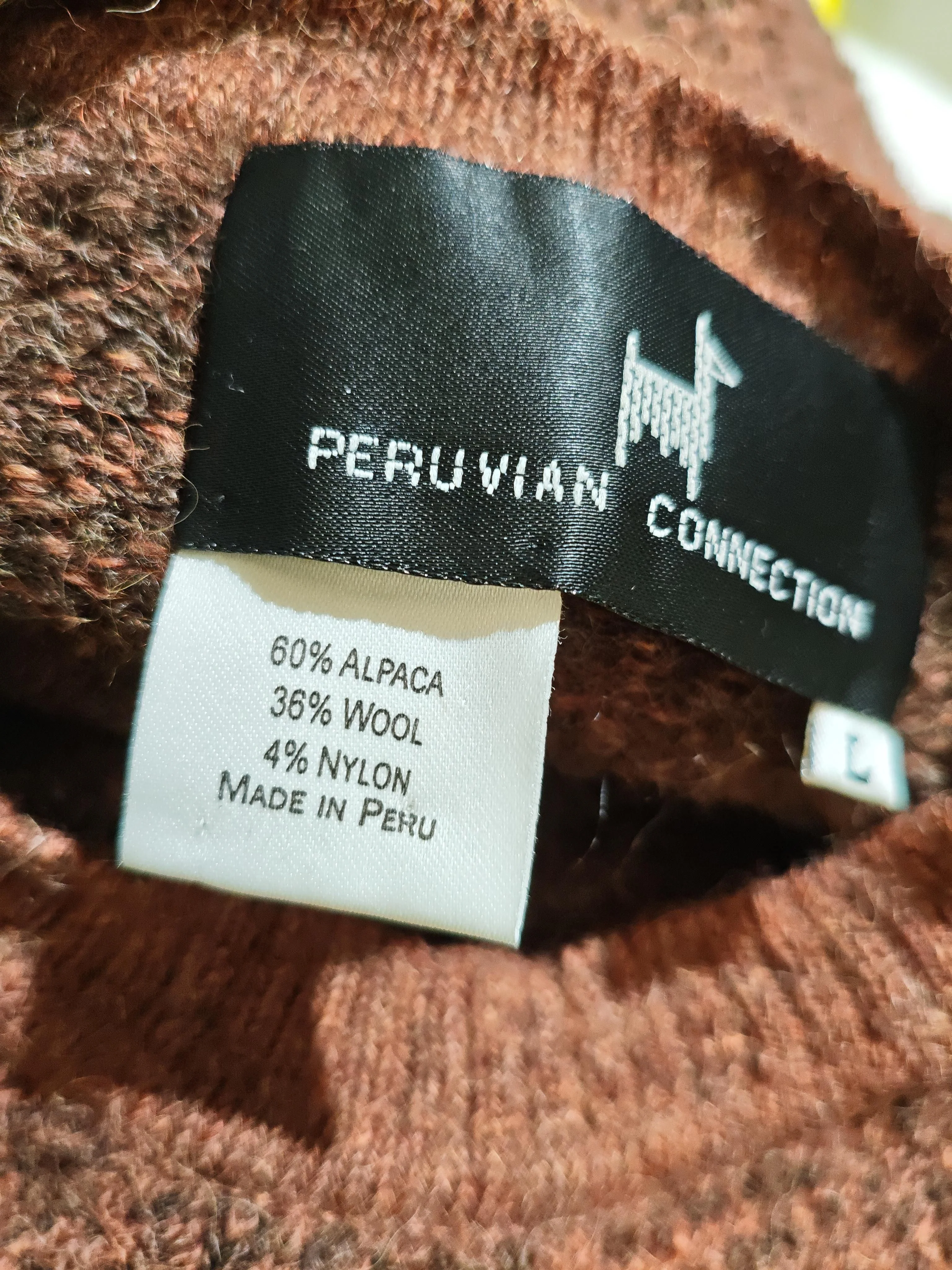Peruvian Connection Jumper Mini Dress L in Brown - Image 6