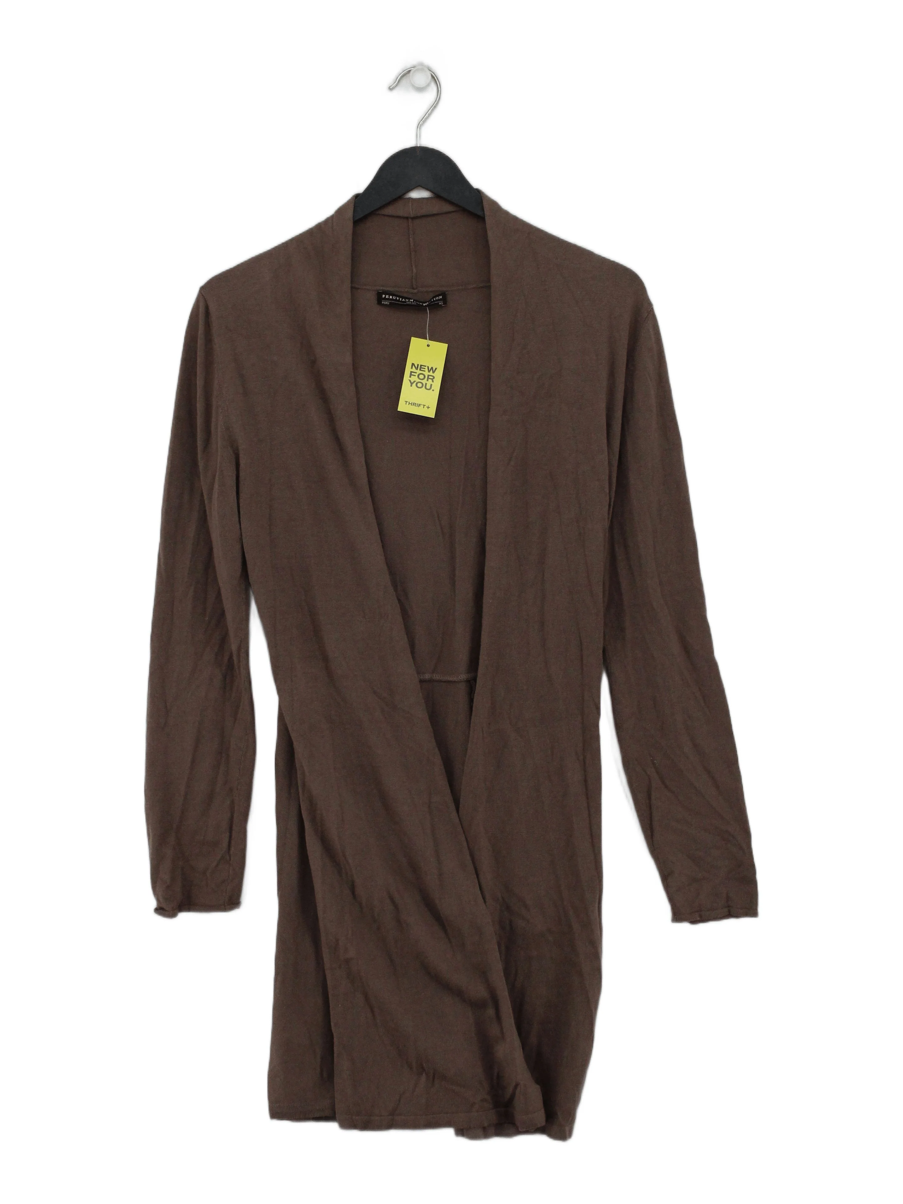 Peruvian Connection Women's Cardigan XS Brown Cotton with Silk V-Neck Cardigan