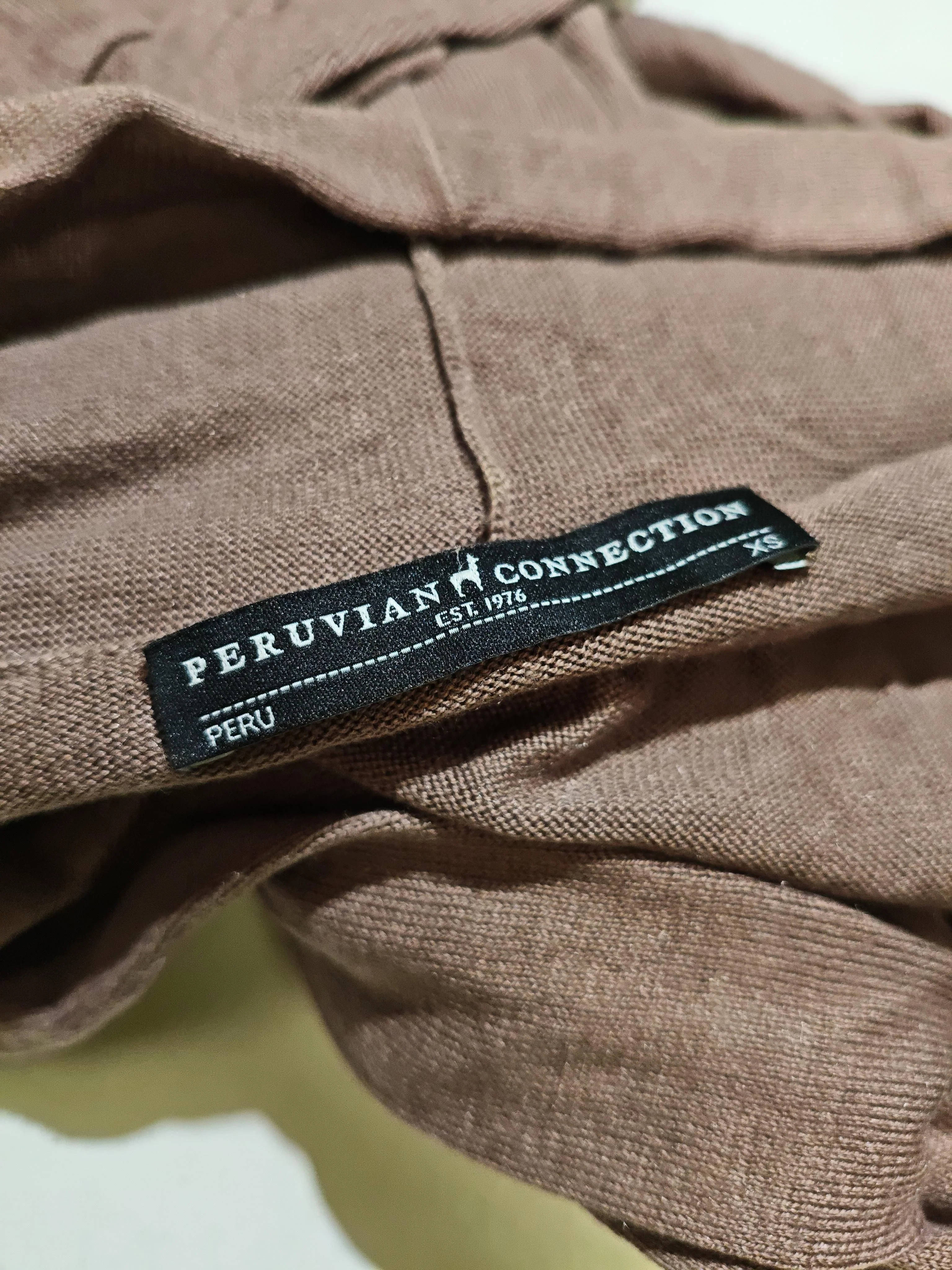 Peruvian Connection Women's Cardigan XS Brown Cotton with Silk V-Neck Cardigan - Image 5