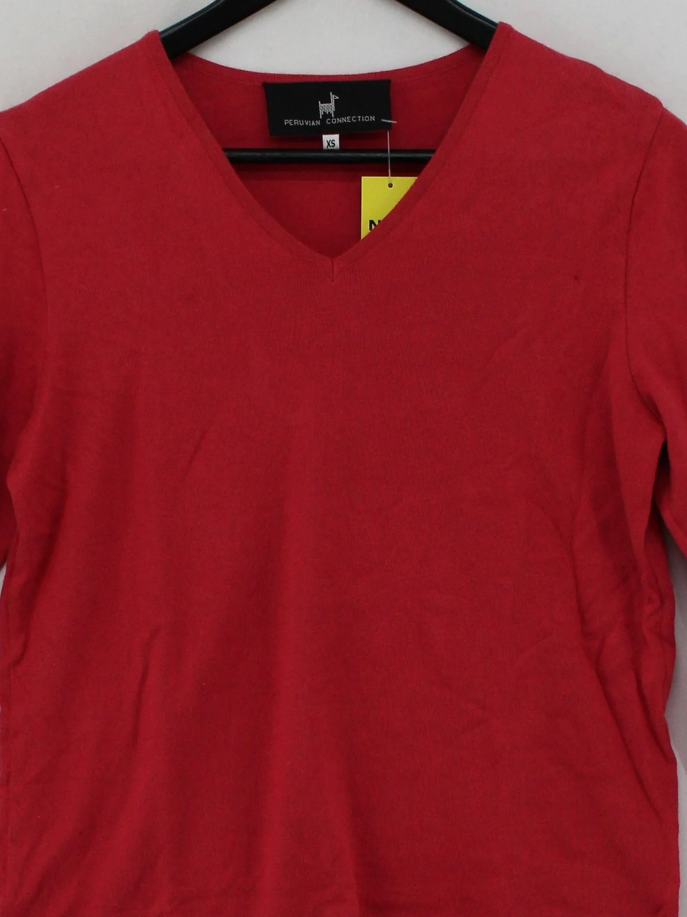 Peruvian Connection Women's Jumper XS Red 100% Cotton V-Neck Pullover - Image 3