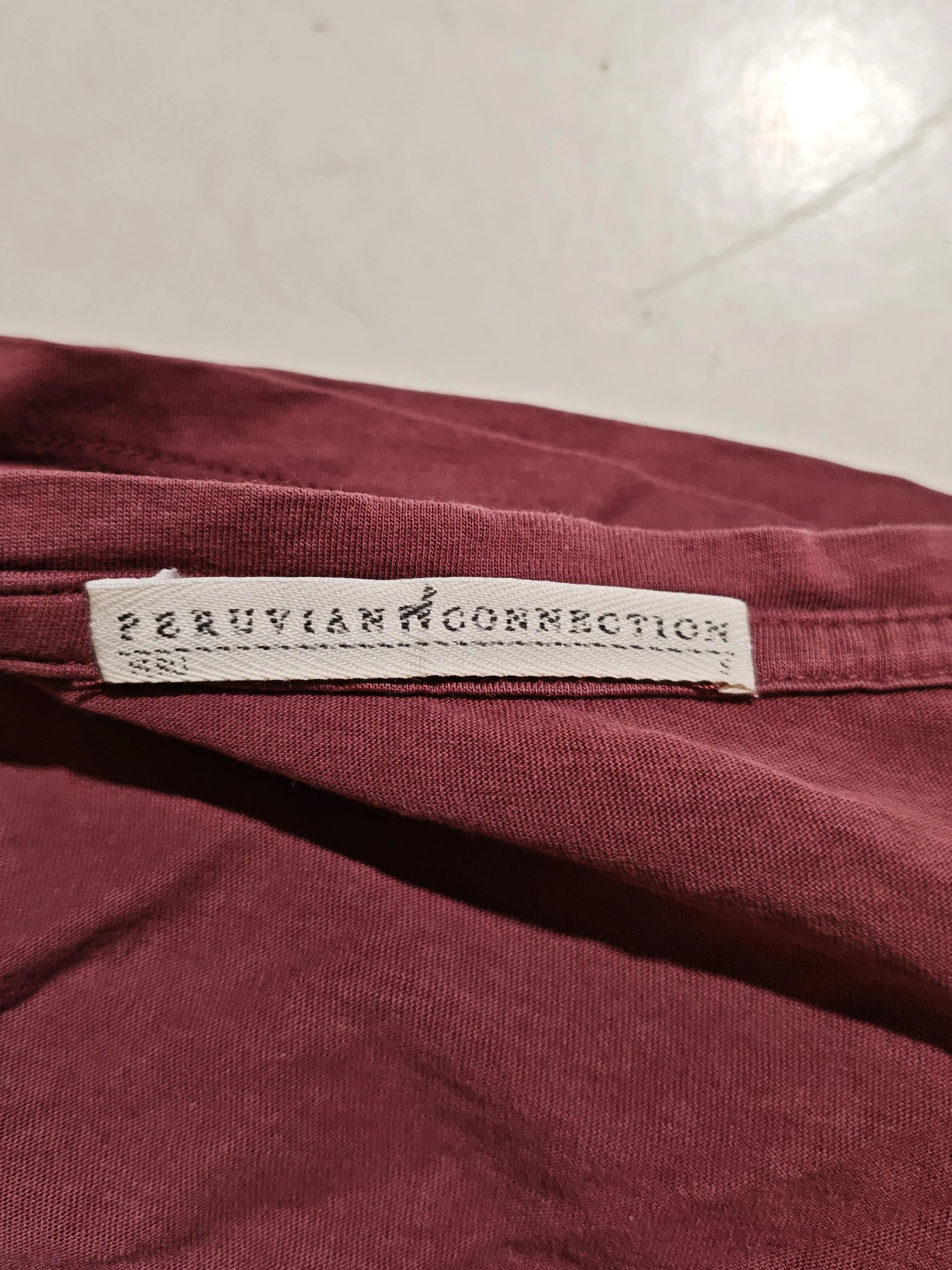 Peruvian Connection Women's Top M Red 100% Cotton 3/4 Sleeve V-Neck Basic - Image 5