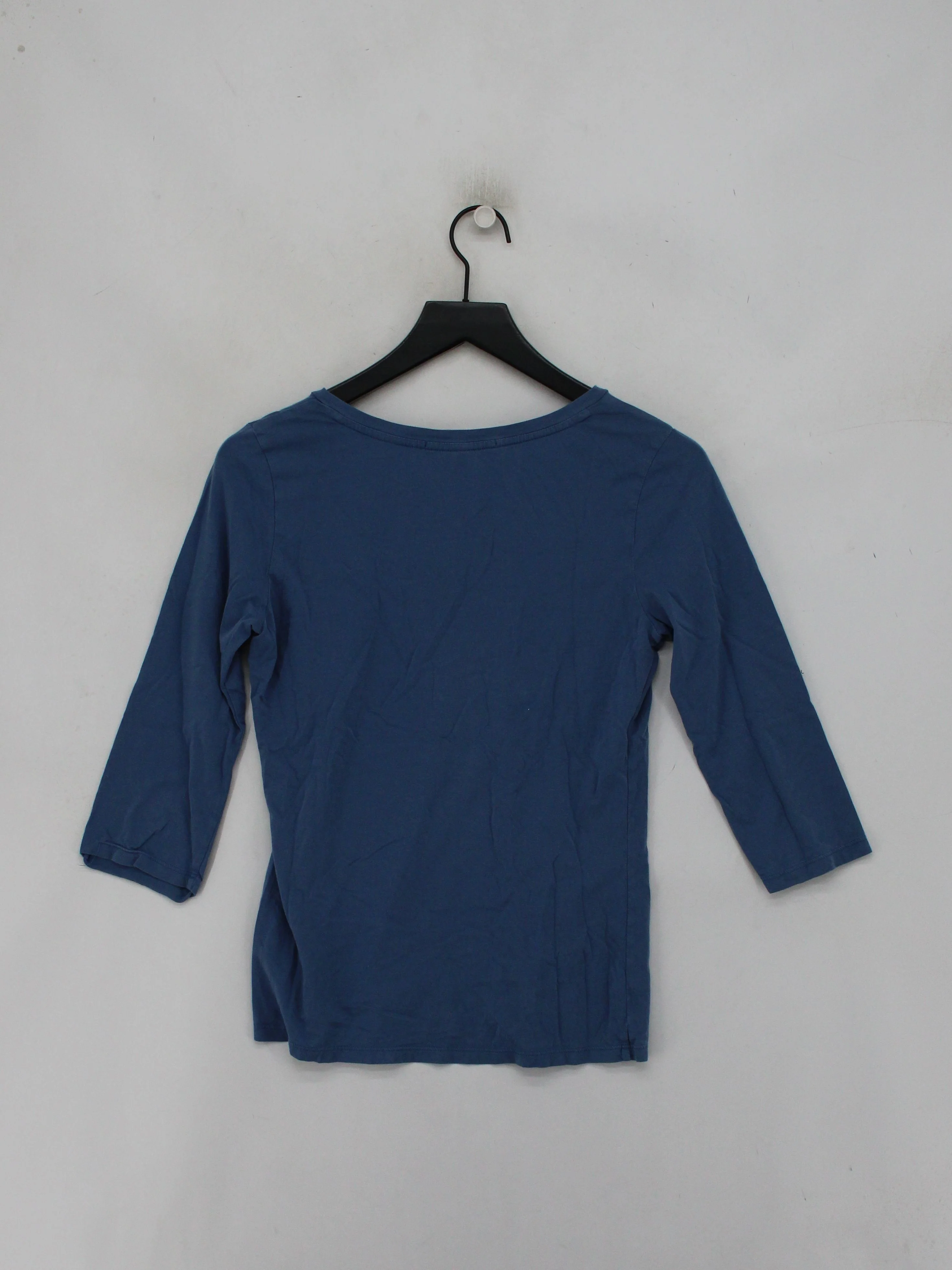 Peruvian Connection Women's Top S Blue 100% Cotton 3/4 Sleeve V-Neck Basic - Image 2