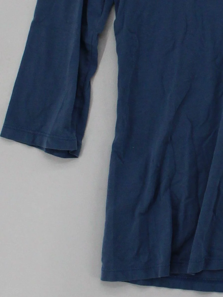Peruvian Connection Women's Top S Blue 100% Cotton 3/4 Sleeve V-Neck Basic - Image 4