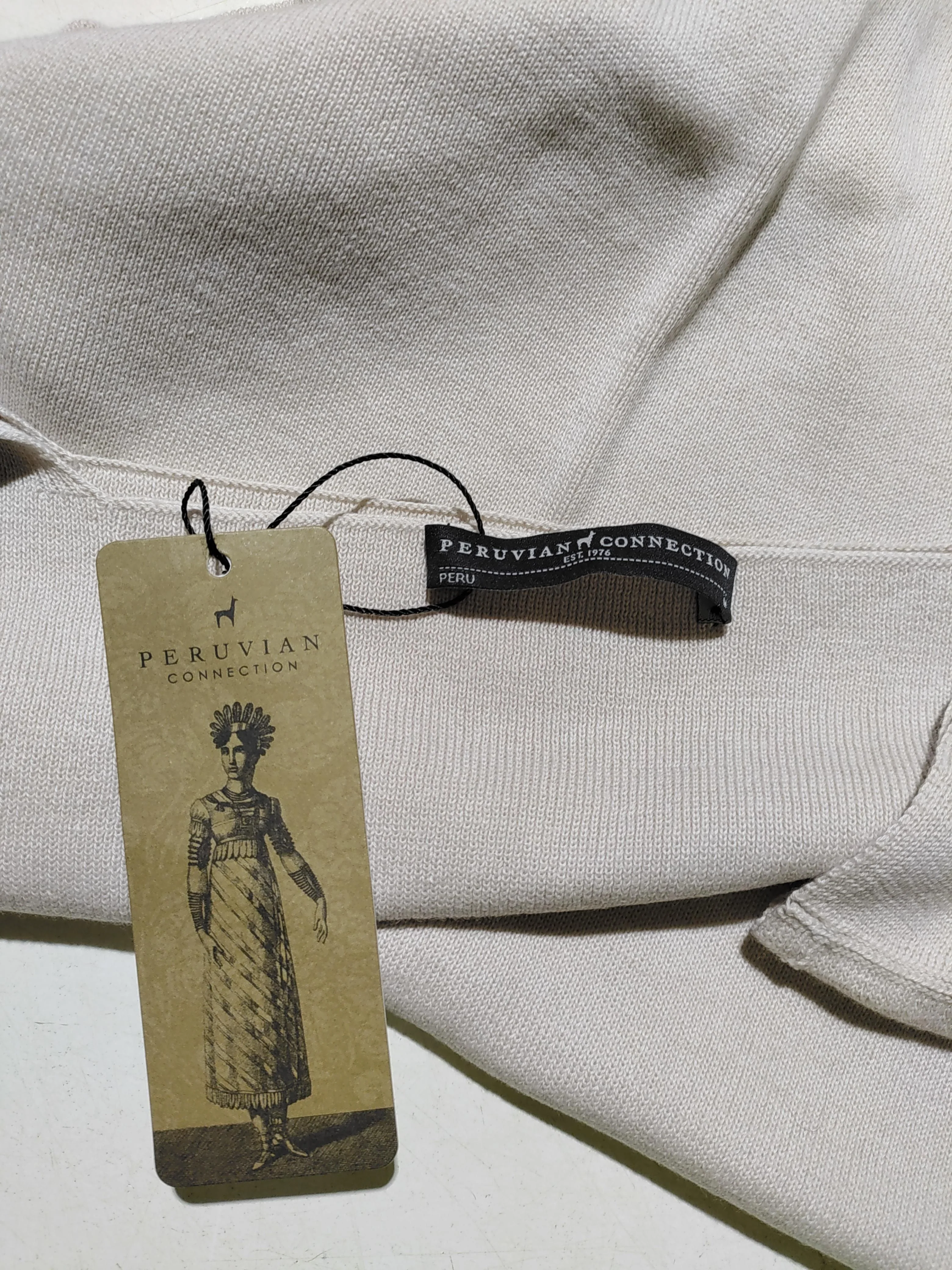 Peruvian Connection Women's Top UK 12 Cream 100% Cotton Basic New with tags - Image 5