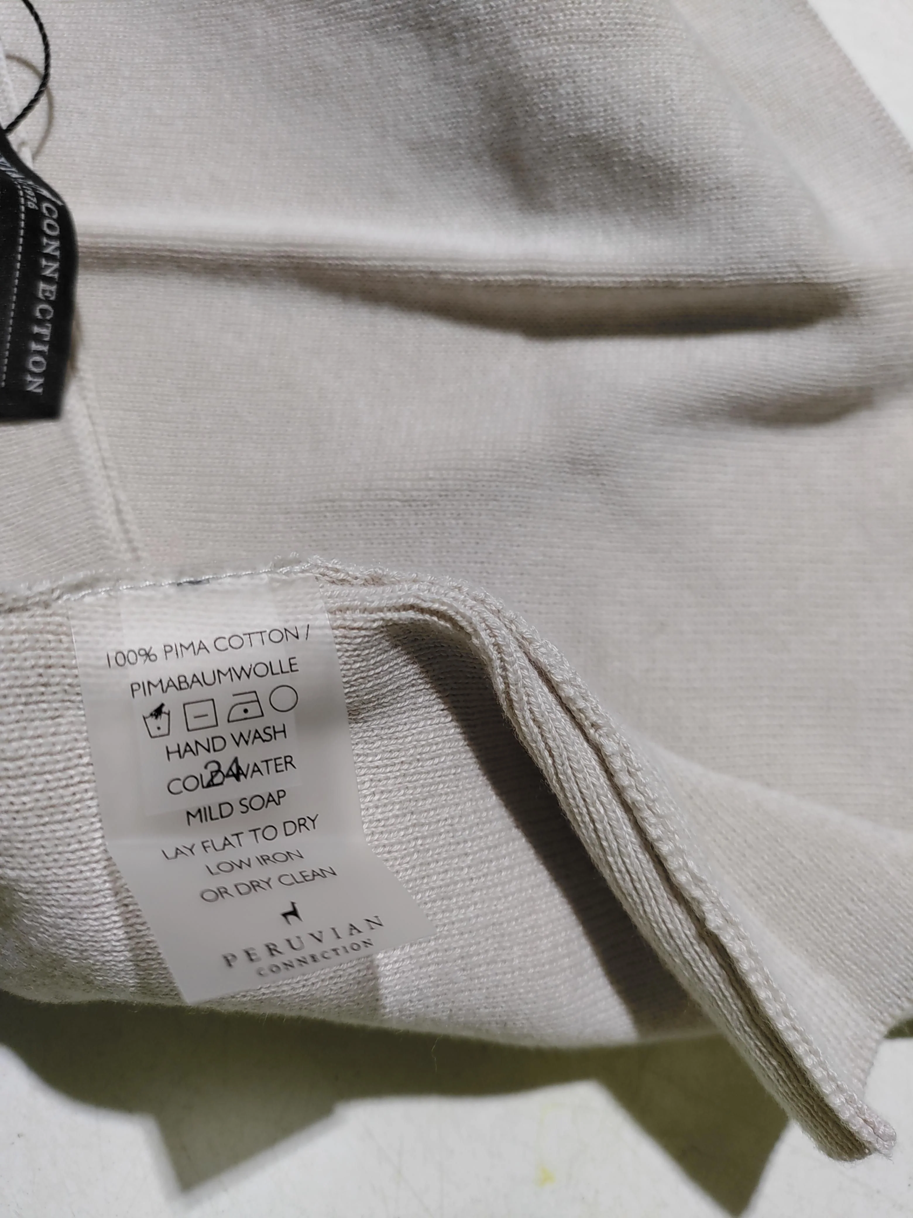 Peruvian Connection Women's Top UK 12 Cream 100% Cotton Basic New with tags - Image 6