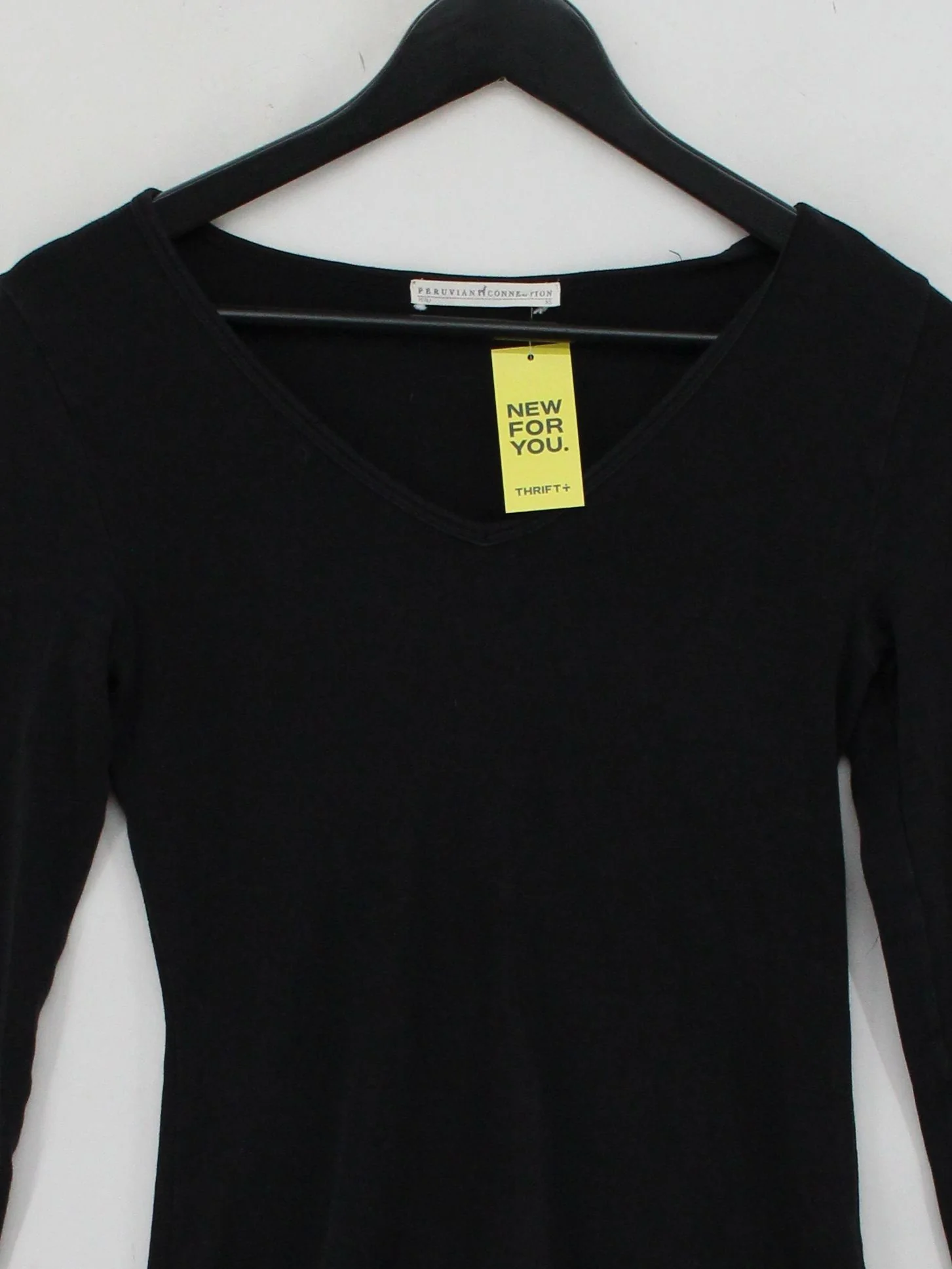Peruvian Connection Women's Top XS Black Cotton with Spandex Basic - Image 3