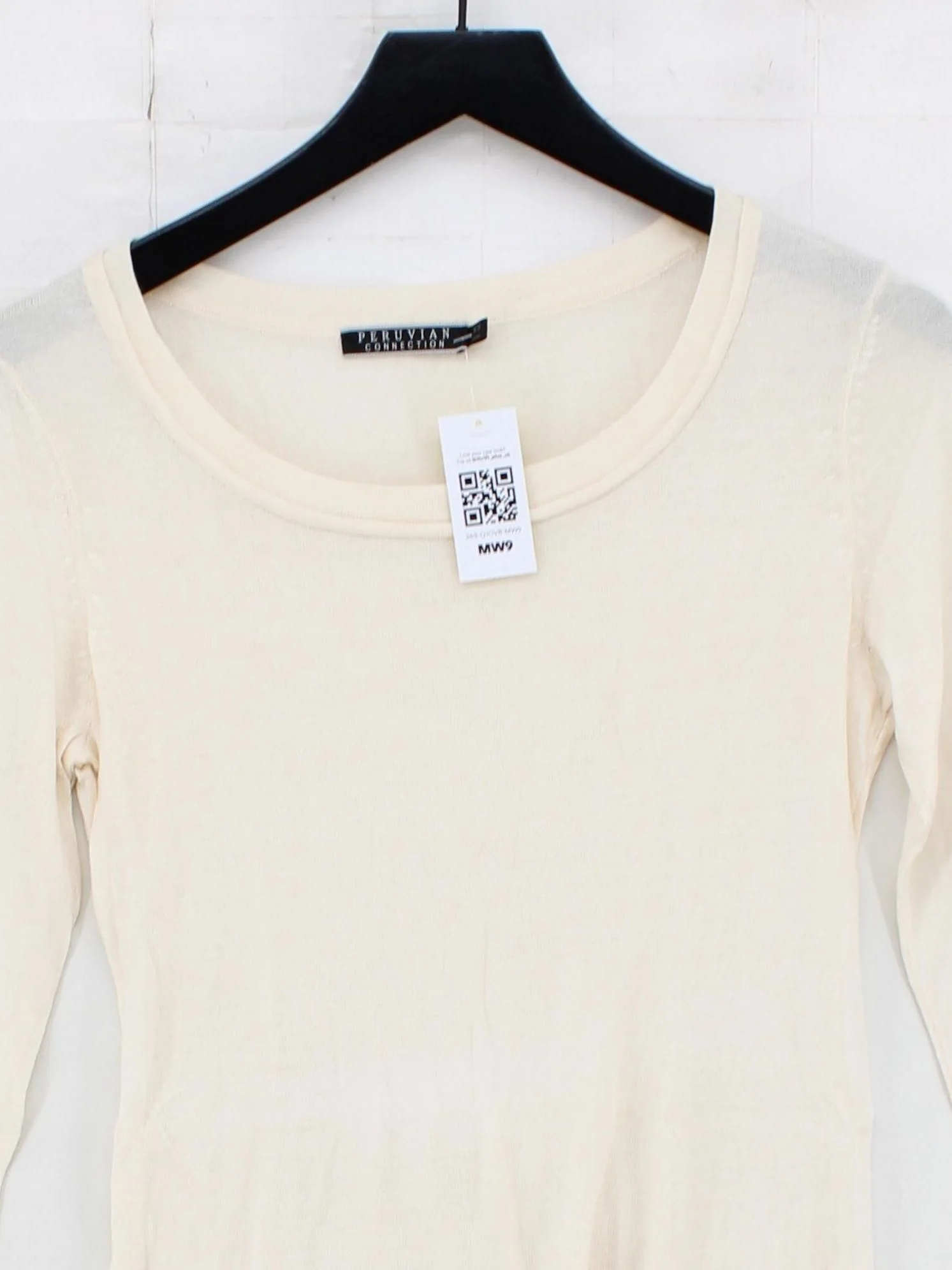 Peruvian Connection Women's Top XS Cream Cotton with Lyocell Modal Basic - Image 3