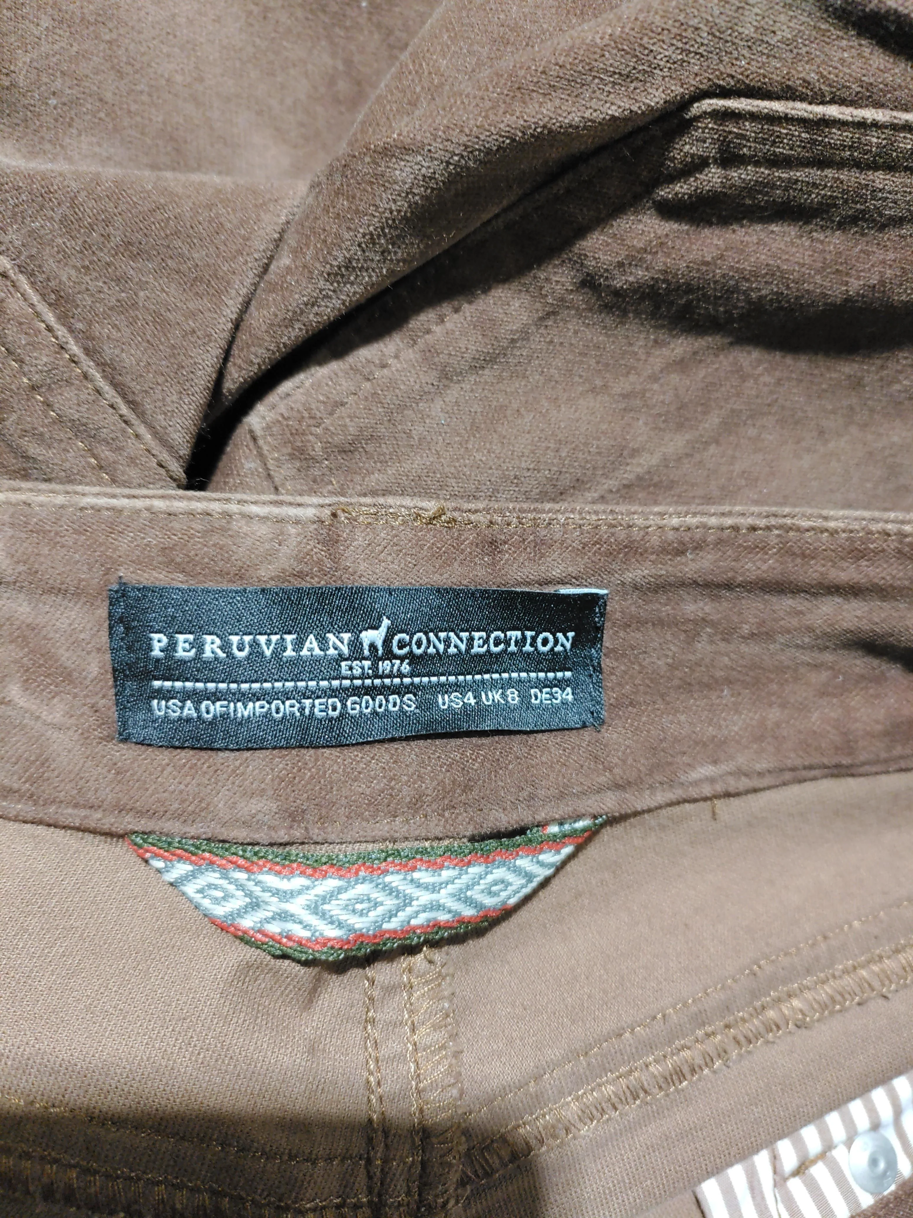 Peruvian Connection Women's Trousers UK 8 Brown Cotton - Image 5