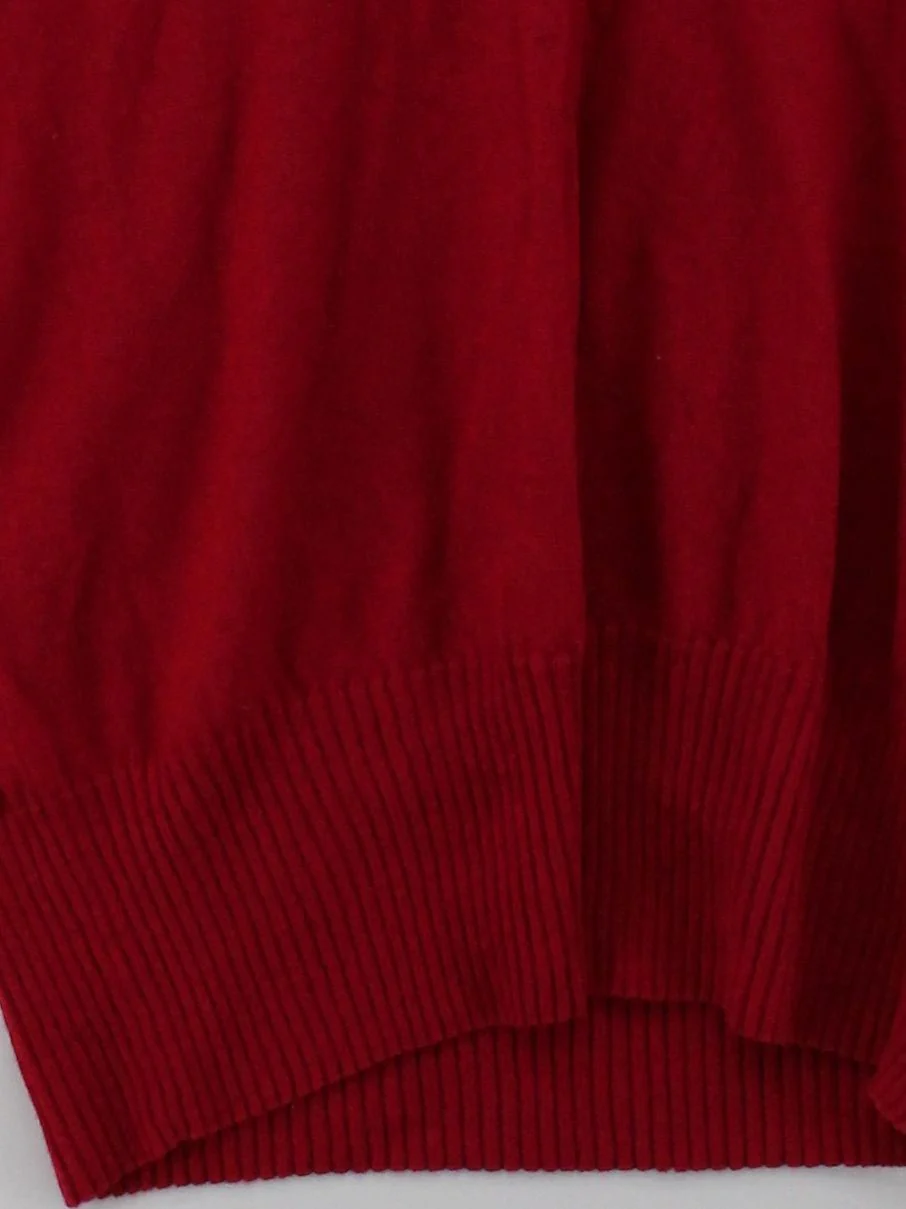 Peter Hahn Women's Jumper UK 10 Red 100% Wool V-Neck Pullover - Image 4