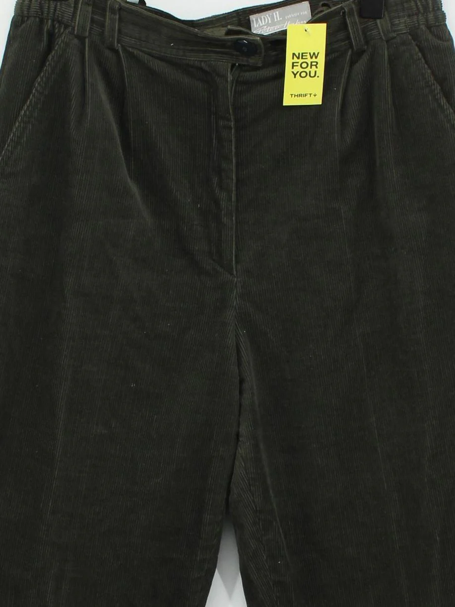 Peter Hahn Women's Trousers M Green 100% Wool Wide-Leg Capri - Image 3