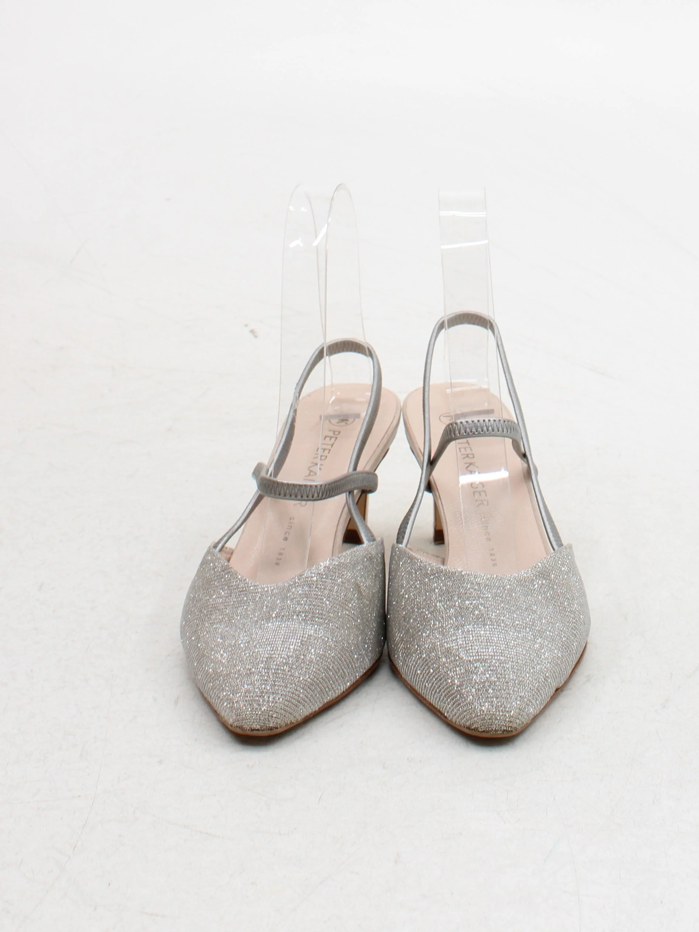 PETER KAISER Women's Heels UK 4.5 Silver 100% Leather Court - Image 2
