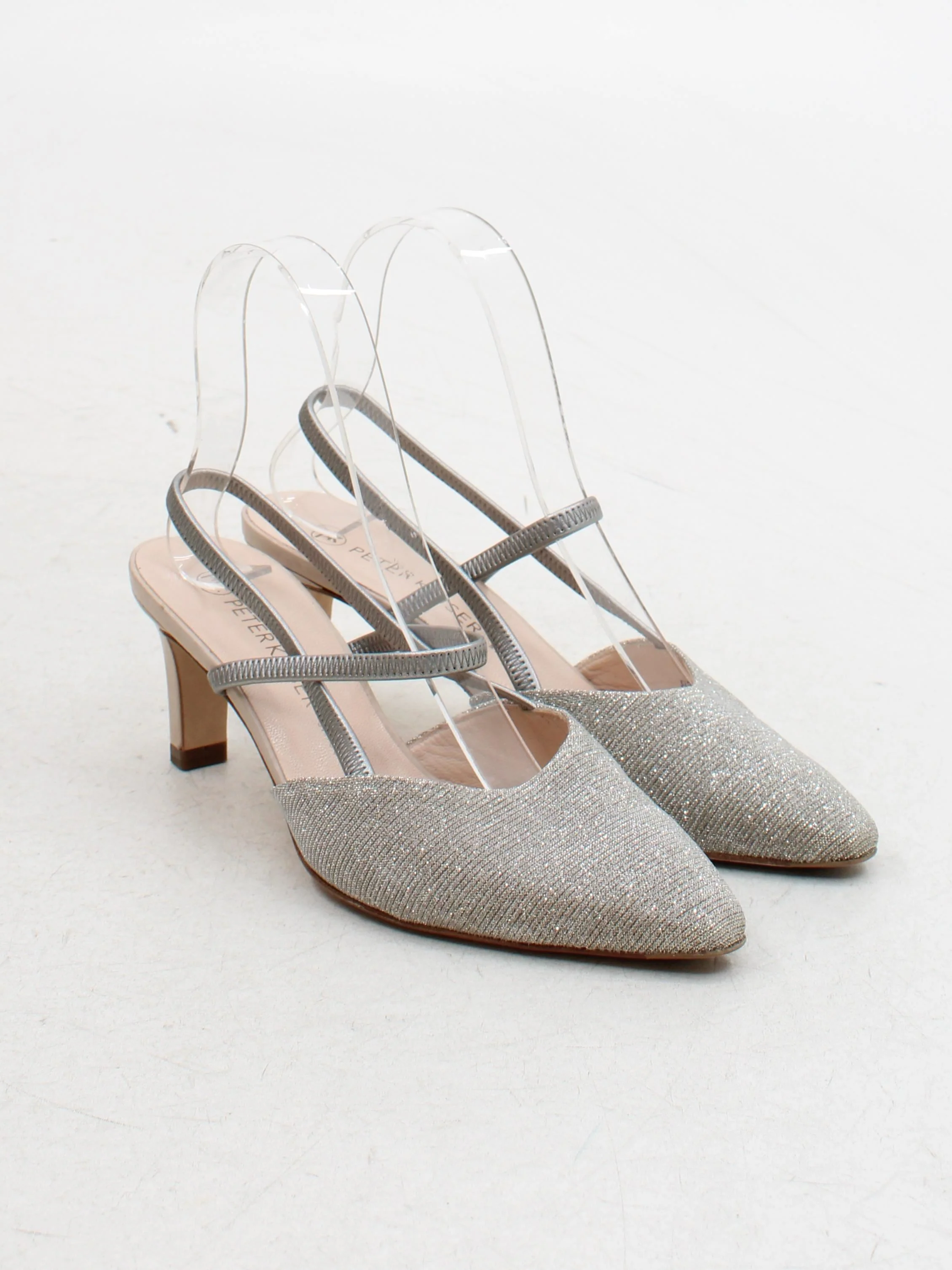 PETER KAISER Women's Heels UK 4.5 Silver 100% Leather Court - Image 4