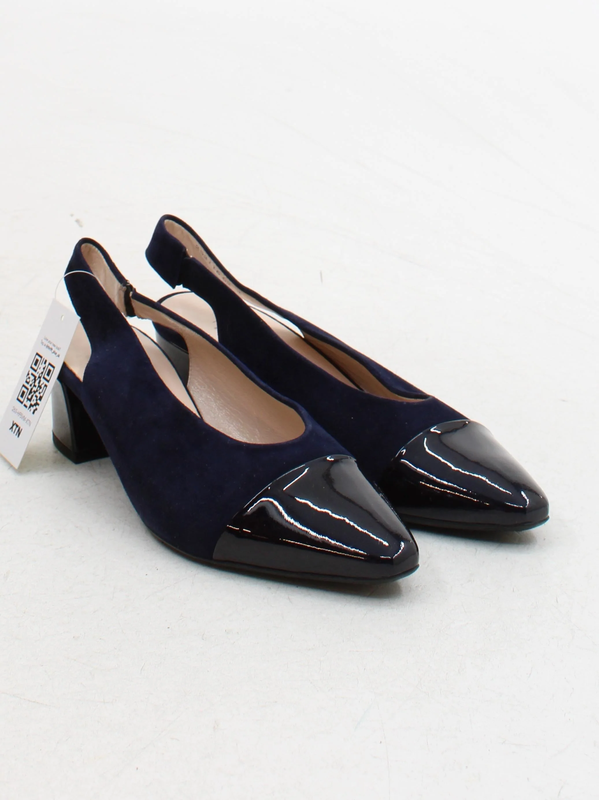 PETER KAISER Women's Heels UK 4 Blue Leather with Faux Leather Court - Image 4