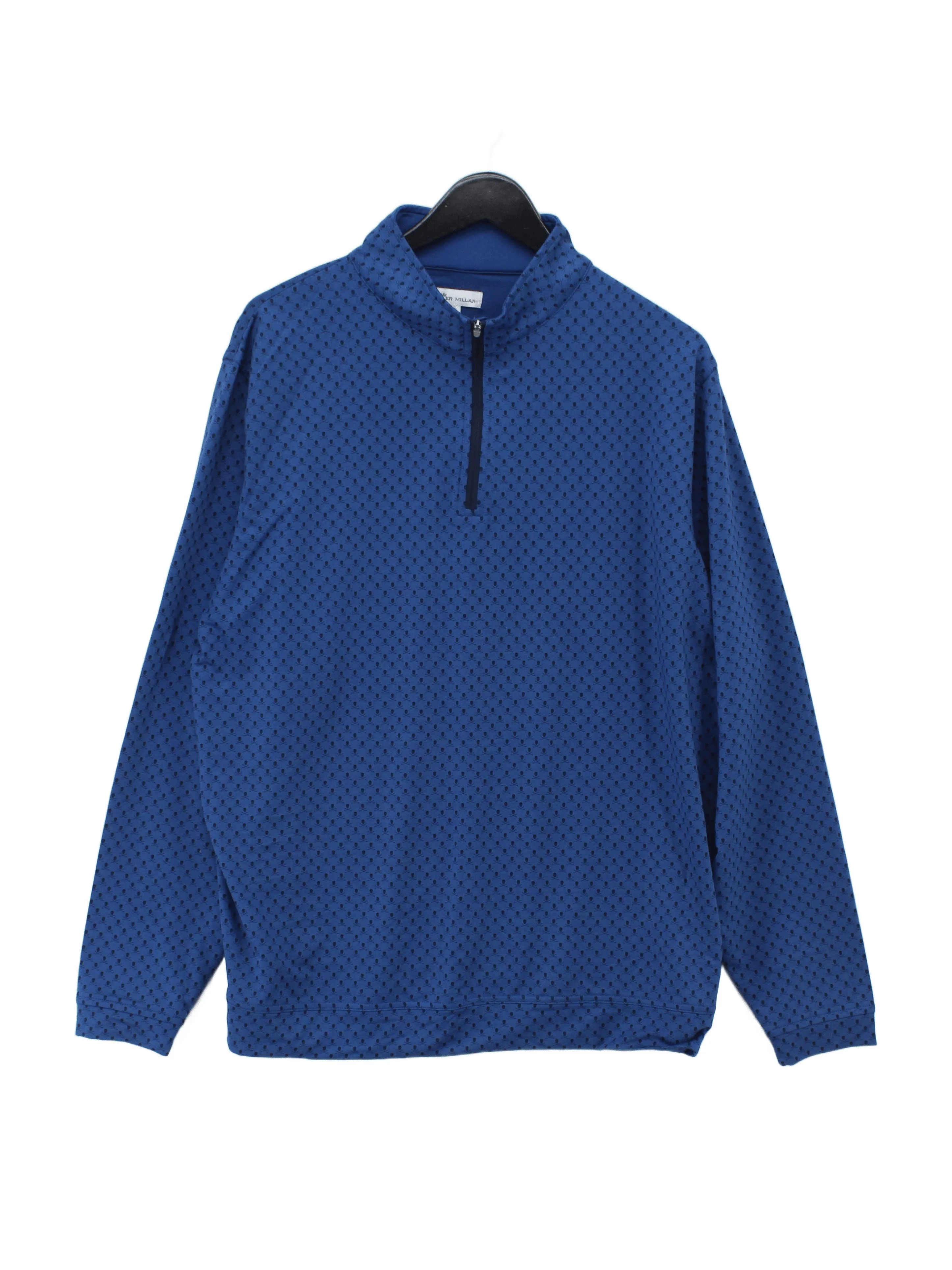 Peter Millar Men's Hoodie XL Blue Geometric Polyester with Spandex Pullover