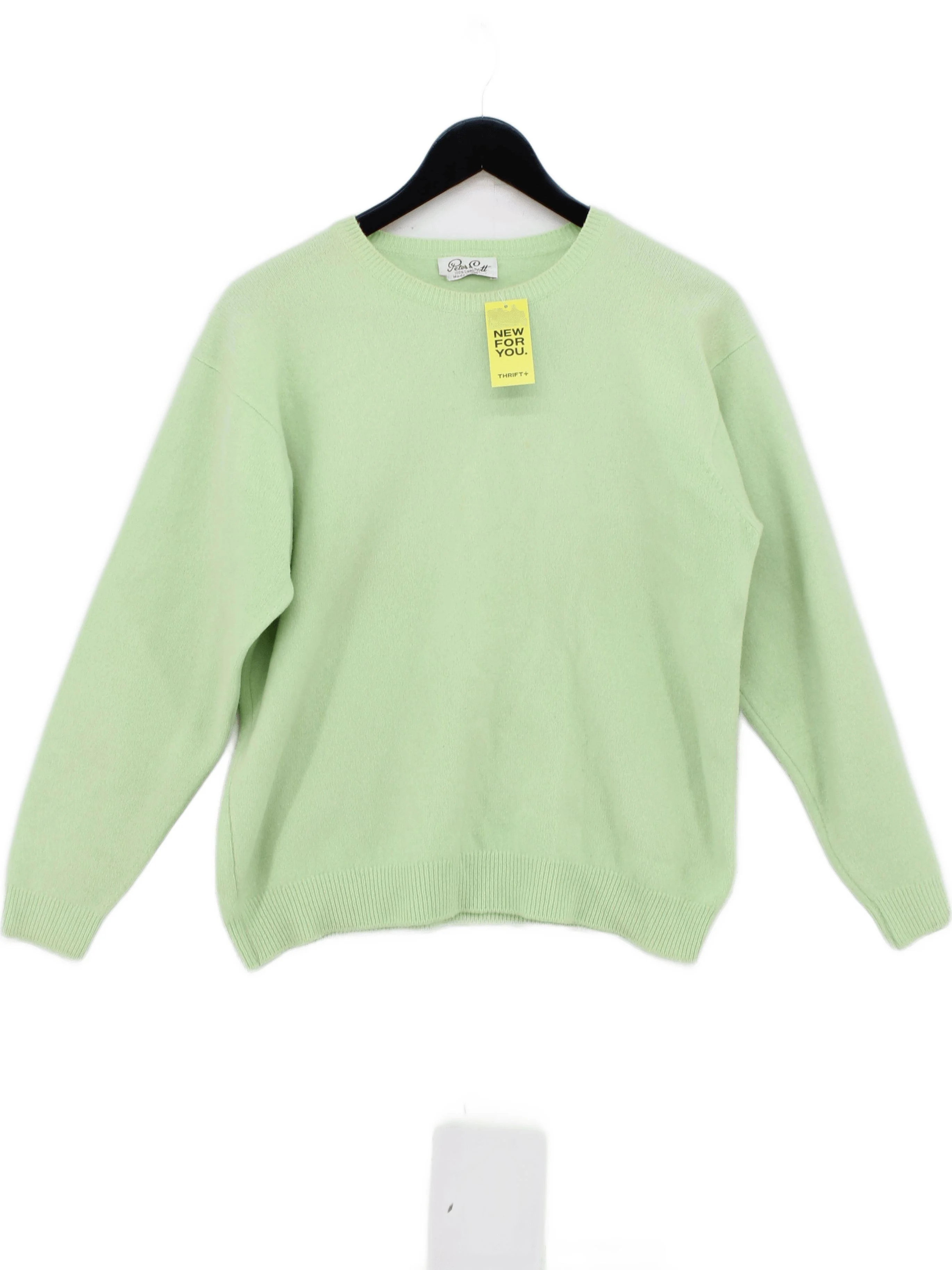 Peter Scott Women's Jumper L Green 100% Wool Round Neck Pullover