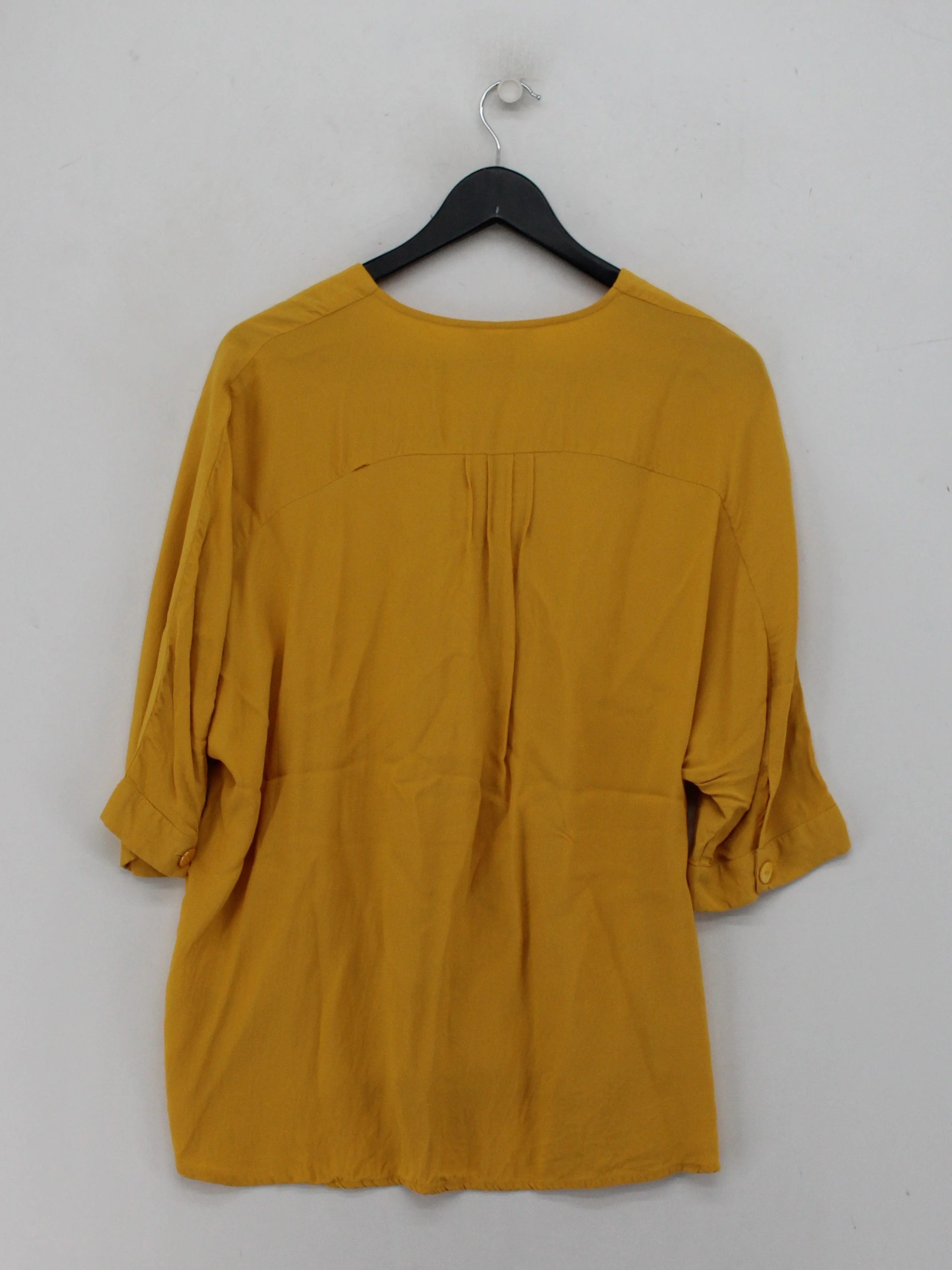 Phase Eight Women's Blouse M Yellow 100% Viscose 3/4 Sleeve V-Neck Basic - Image 2