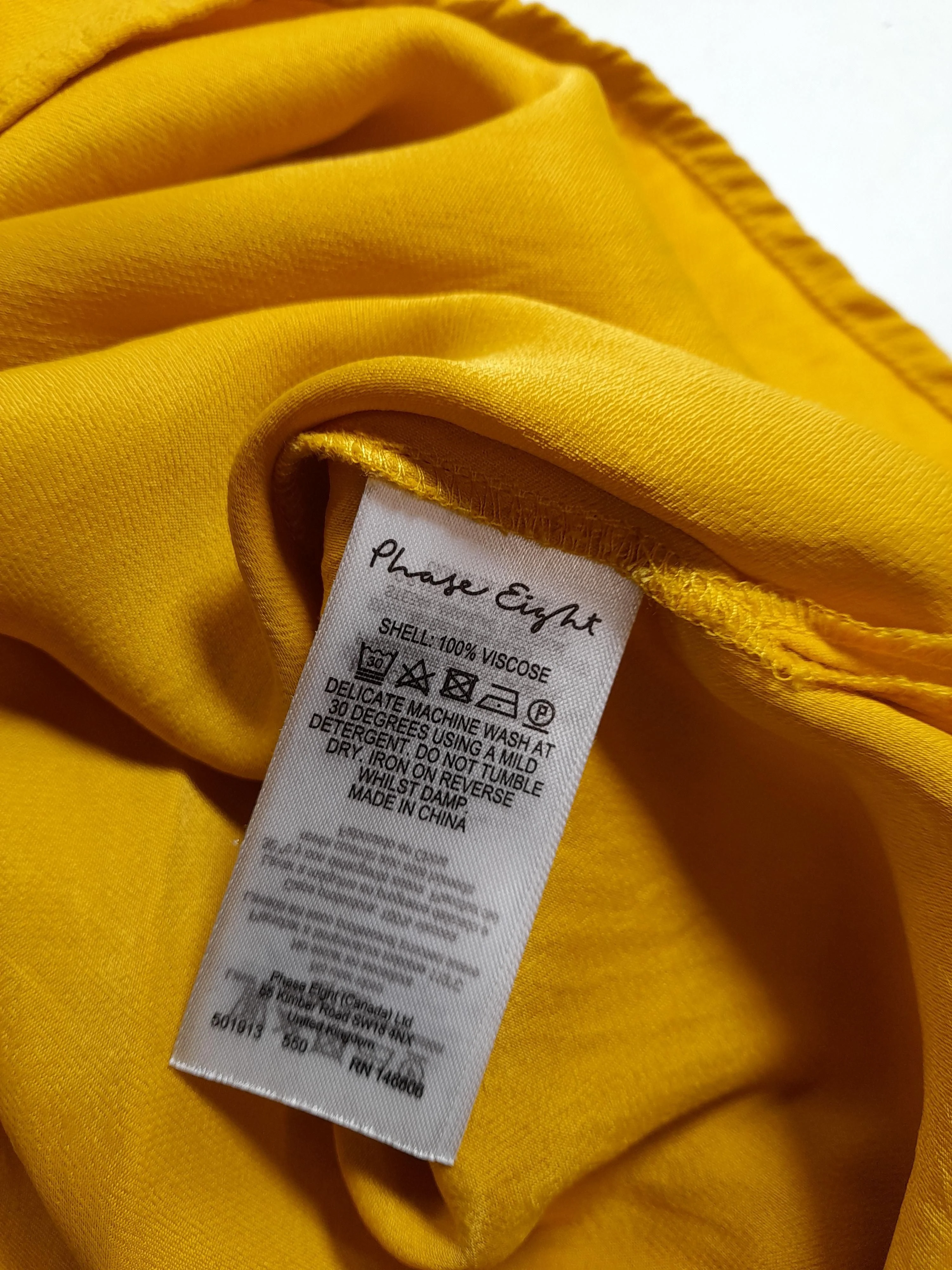 Phase Eight Women's Blouse M Yellow 100% Viscose 3/4 Sleeve V-Neck Basic - Image 6