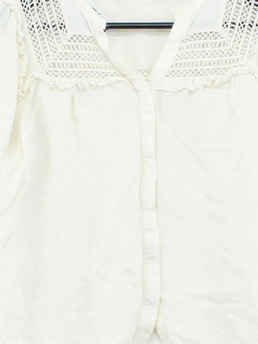 Phase Eight Women's Blouse UK 10 White Viscose with Linen Basic - Image 3