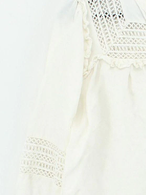 Phase Eight Women's Blouse UK 10 White Viscose with Linen Basic - Image 4