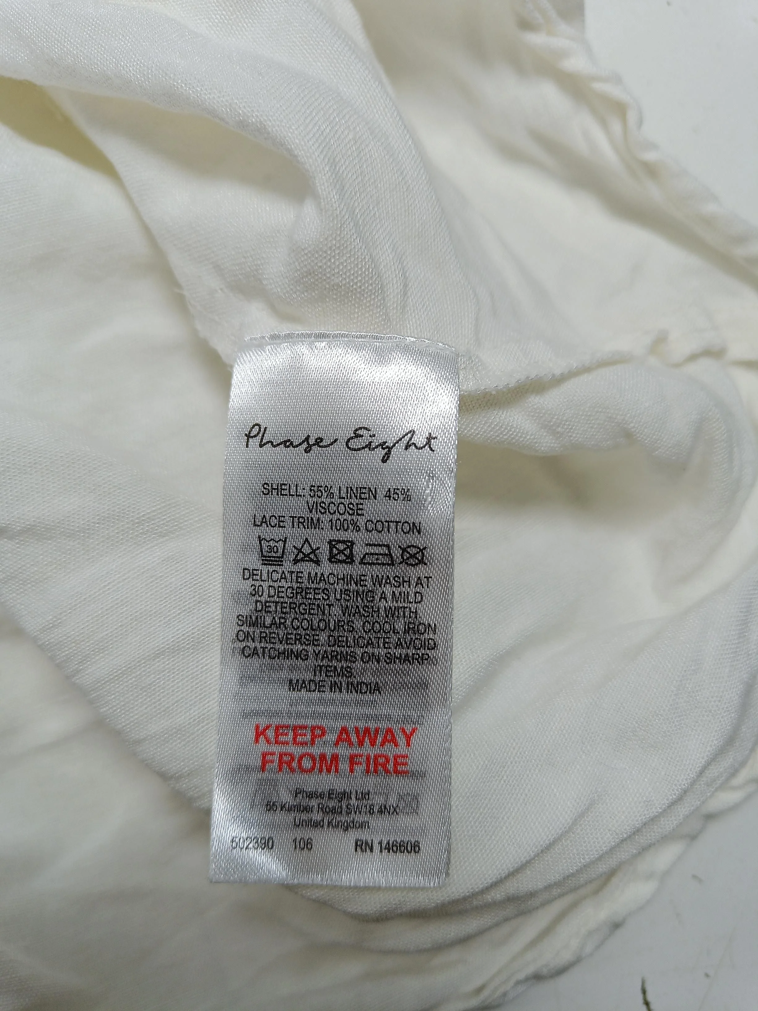 Phase Eight Women's Blouse UK 10 White Viscose with Linen Basic - Image 5