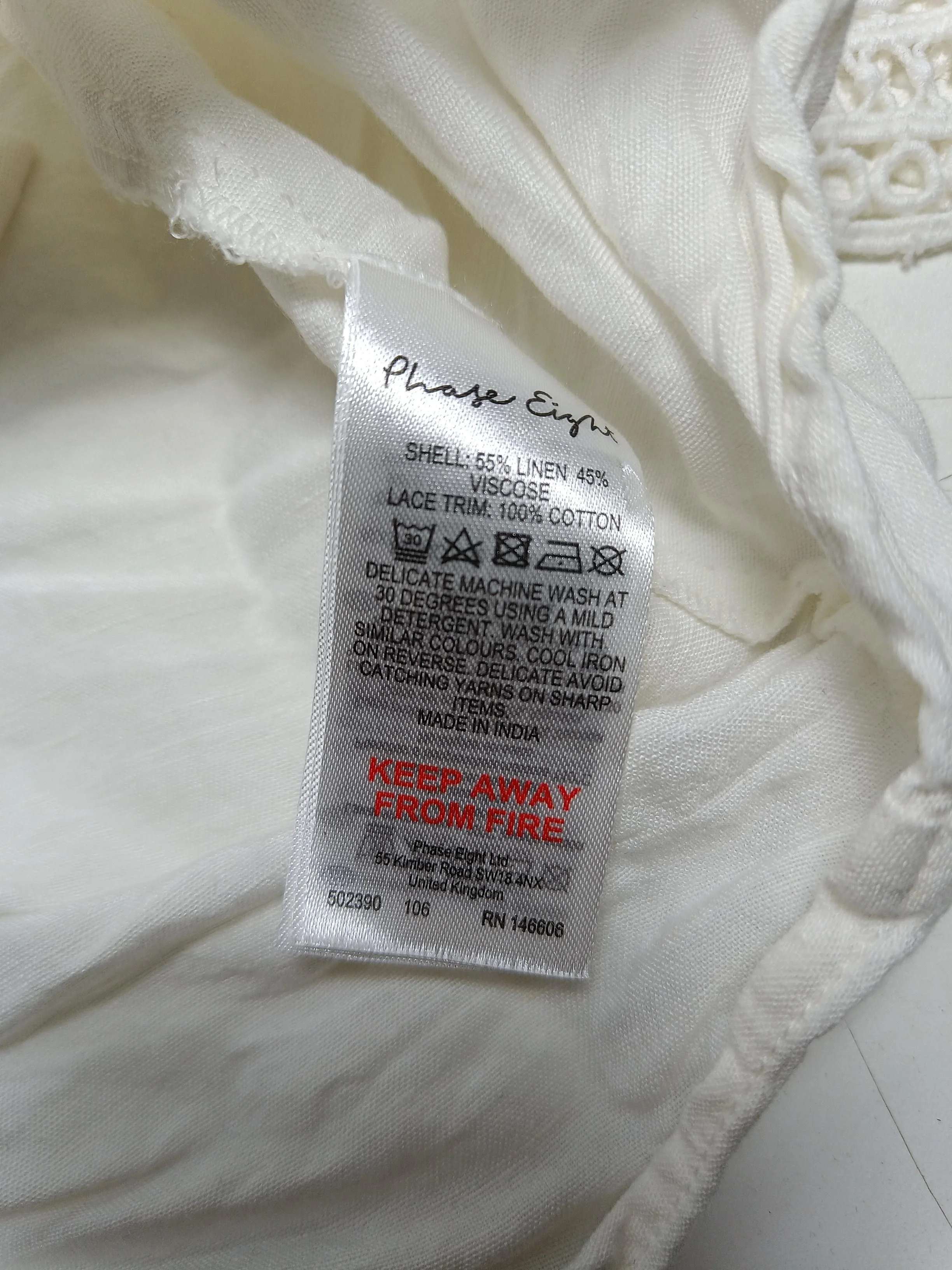 Phase Eight Women's Blouse UK 10 White Viscose with Linen Basic - Image 6