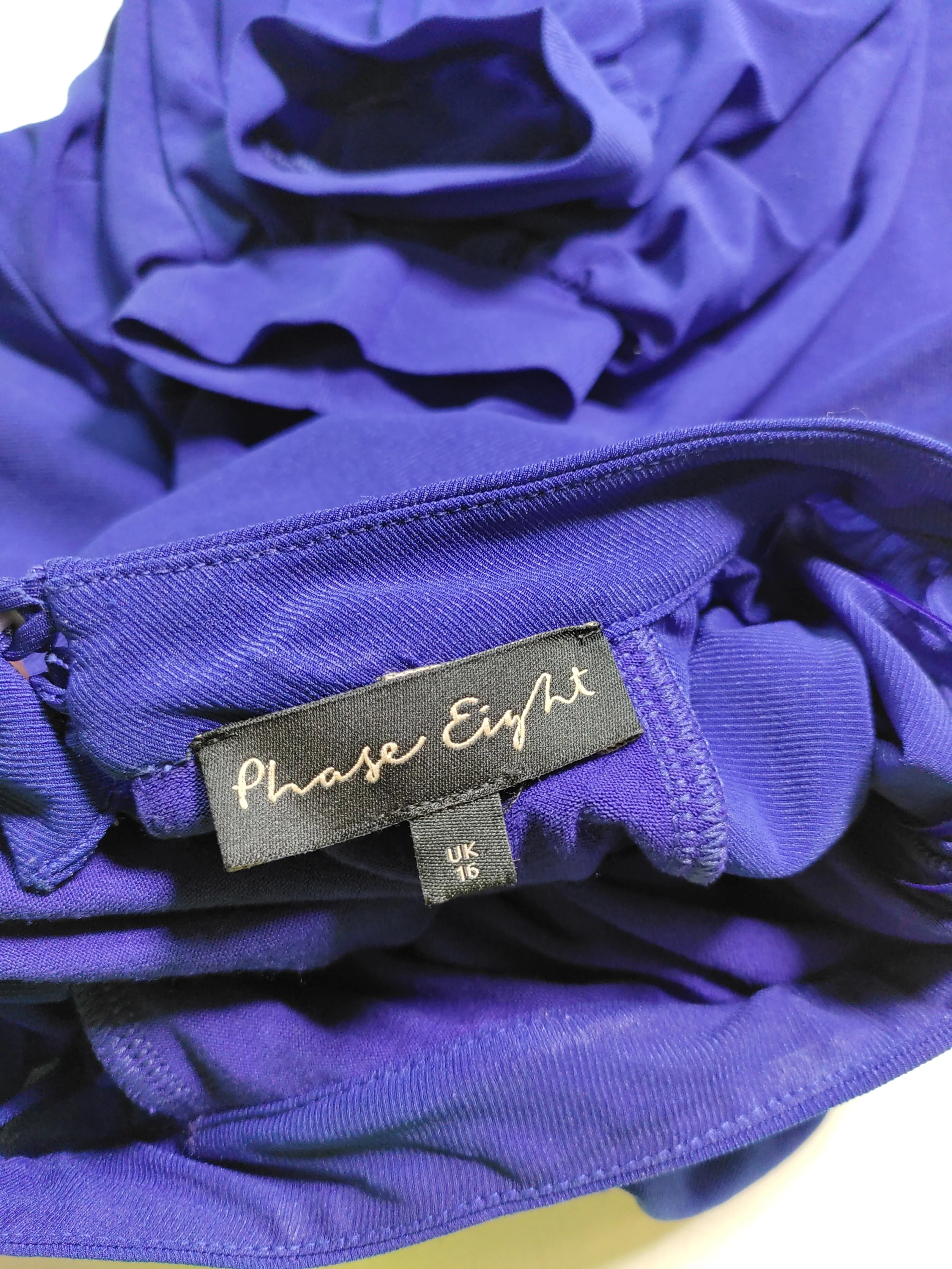 Phase Eight Women's Blouse UK 16 Blue 100% Polyester 3/4 Sleeve Round Neck Basic - Image 5