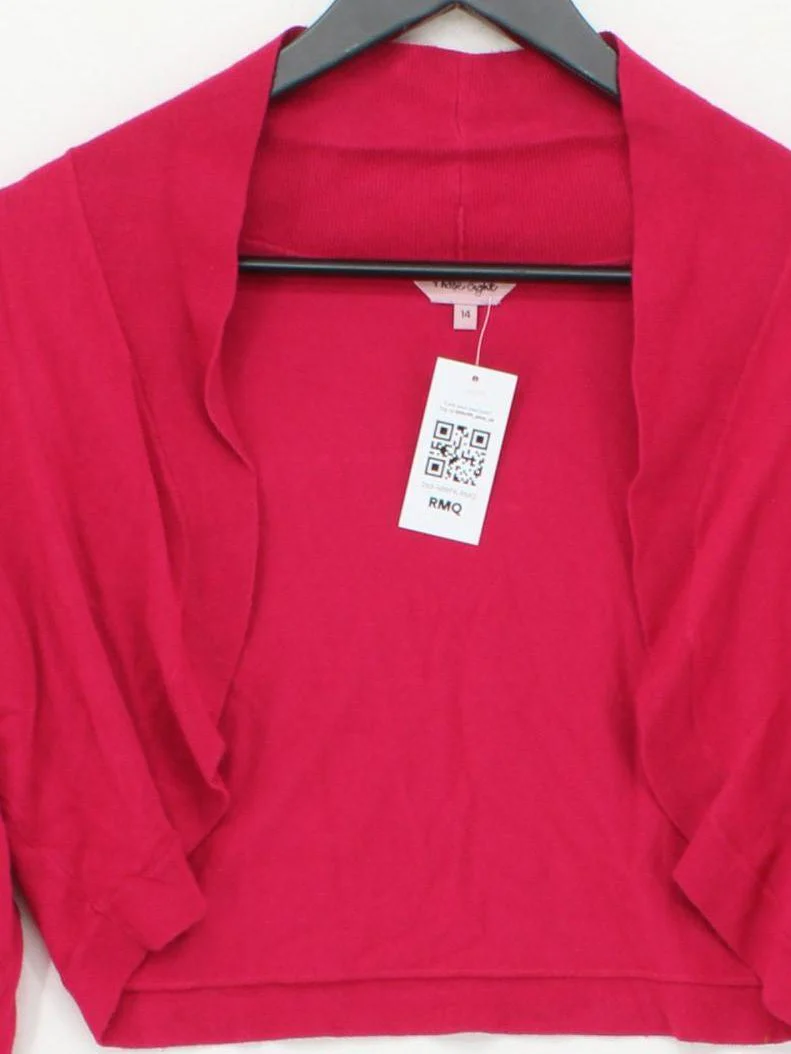 Phase Eight Women's Cardigan UK 14 Pink Viscose with Nylon V-Neck Cardigan - Image 3