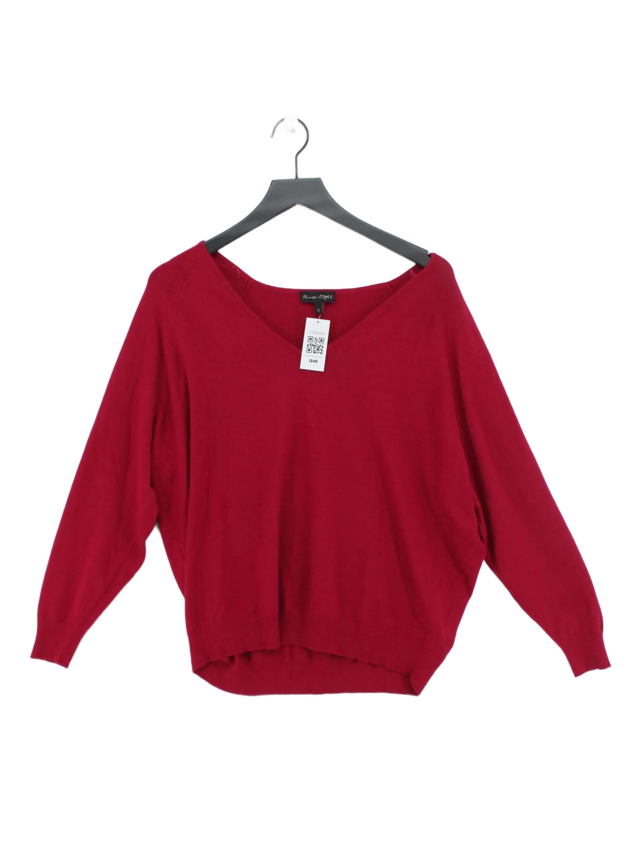 Phase Eight Women's Jumper M Red Viscose with Polyester, Nylon V-Neck Pullover