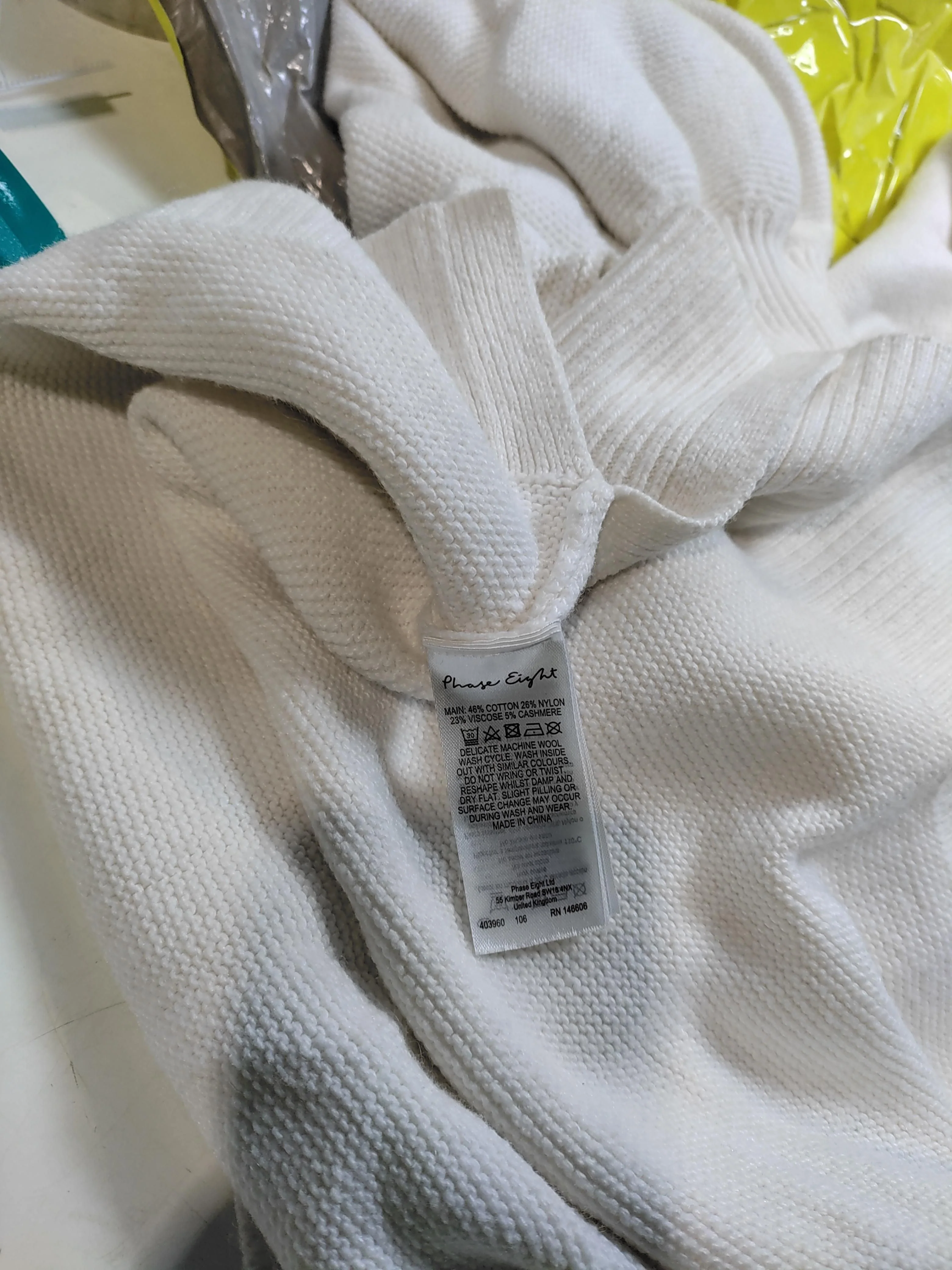 Phase Eight Women's Jumper M White Cotton with Nylon, Viscose Roll Neck Pullover - Image 8
