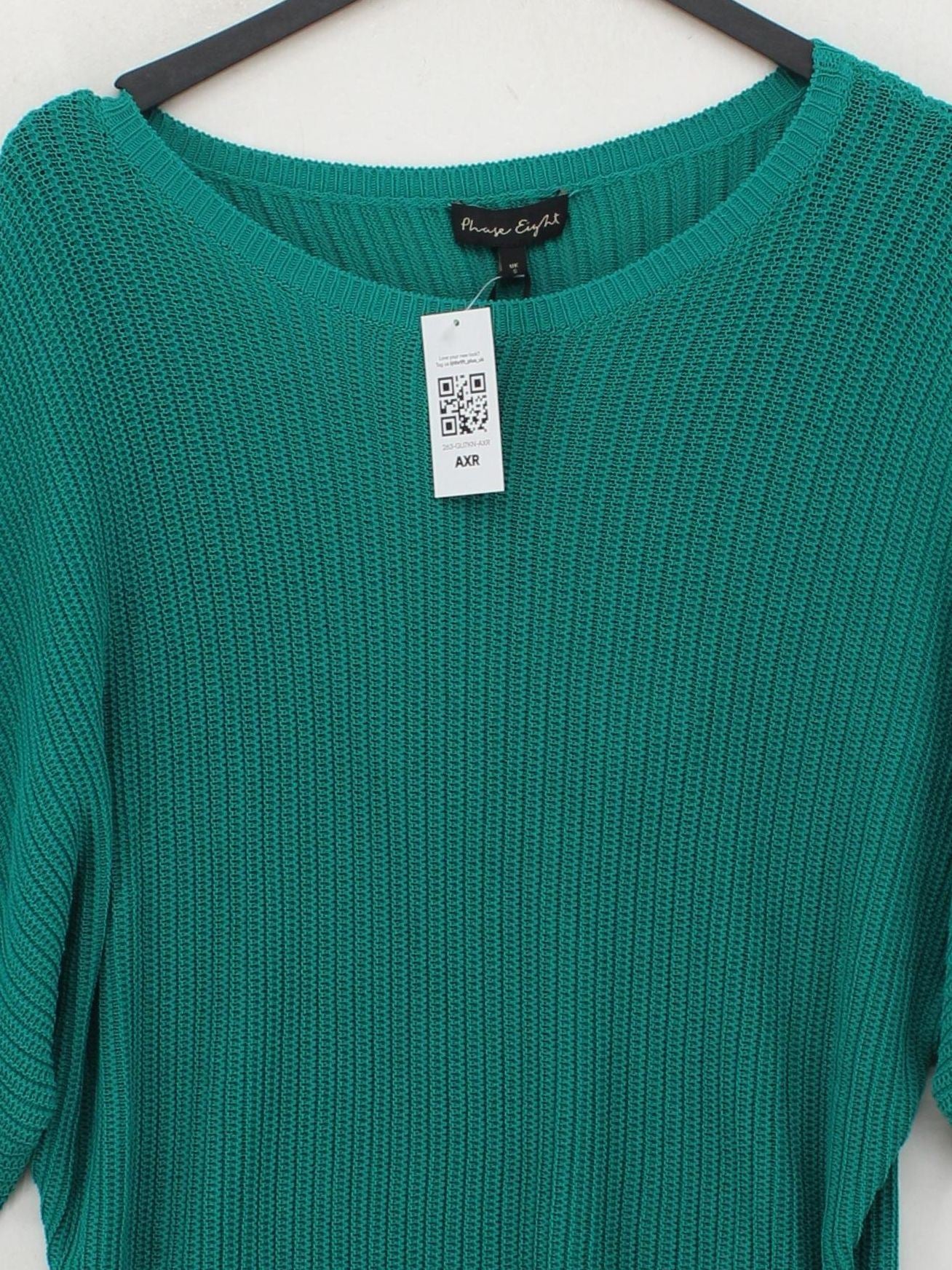 Phase Eight Women's Jumper S Green Cotton with Nylon Round Neck Pullover - Image 3