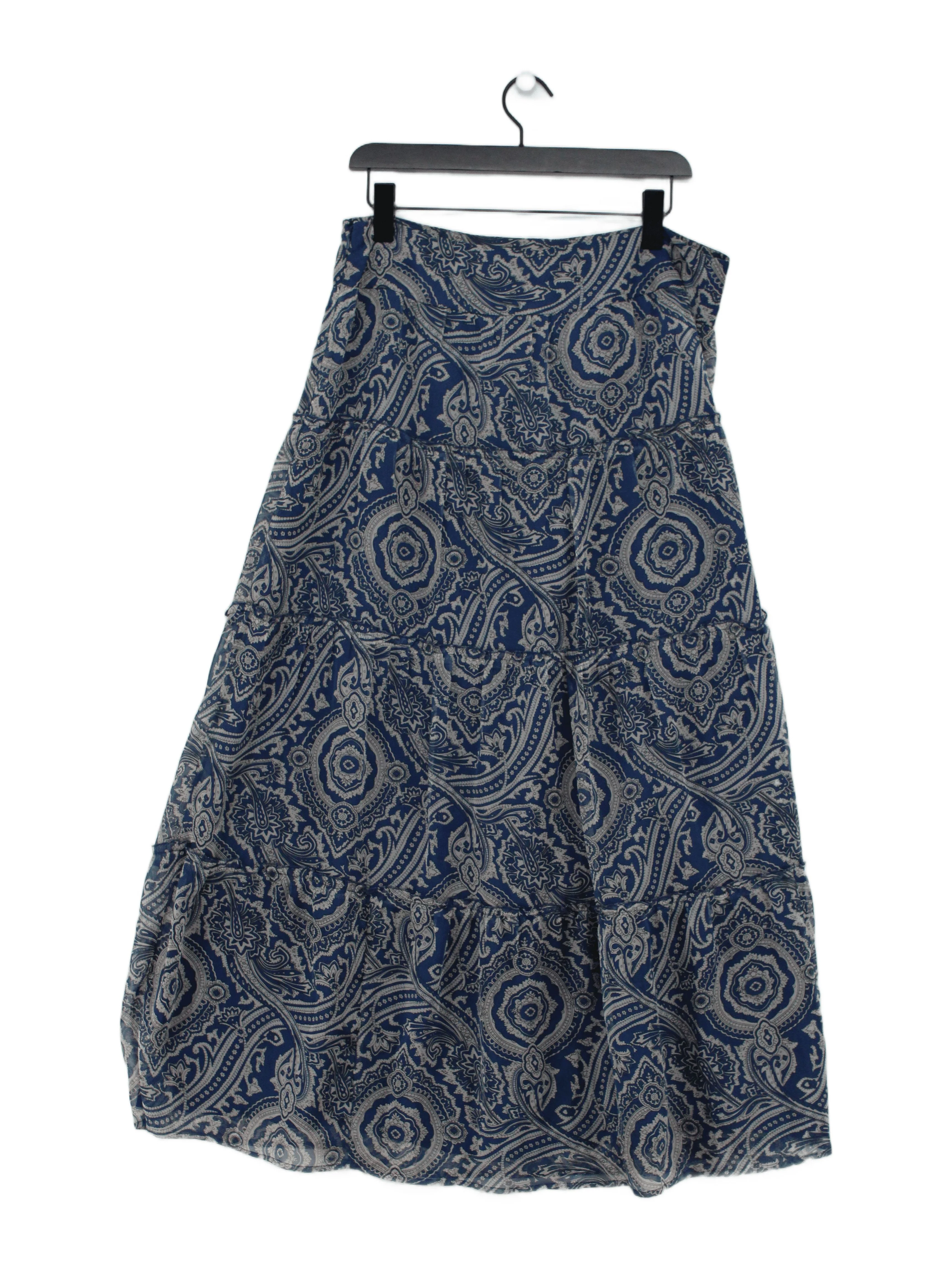 Phase Eight Women's Midi Skirt UK 14 Blue Paisley 100% Polyester Midi A-Line