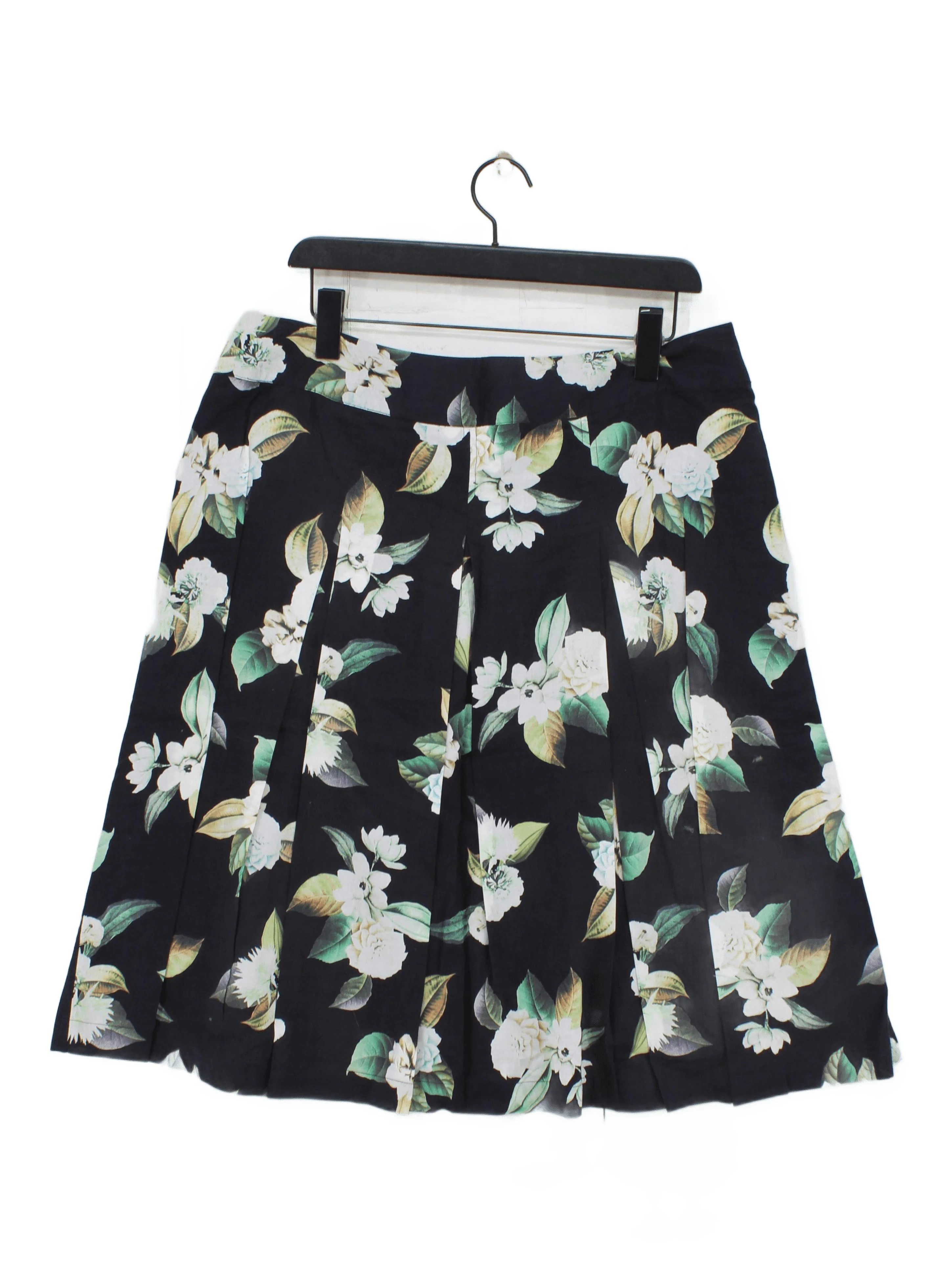 Phase Eight Women's Mini Skirt UK 16 Black Floral 100% Cotton Short Mini