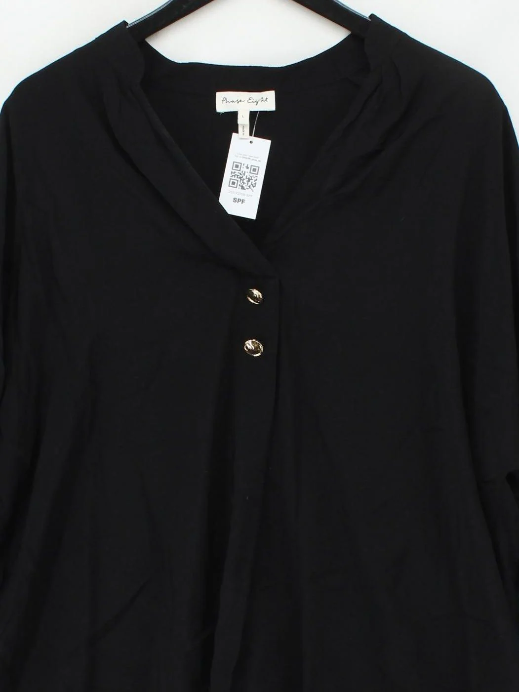 Phase Eight Women's Top L Black Viscose with Polyamide 3/4 Sleeve V-Neck Basic - Image 3