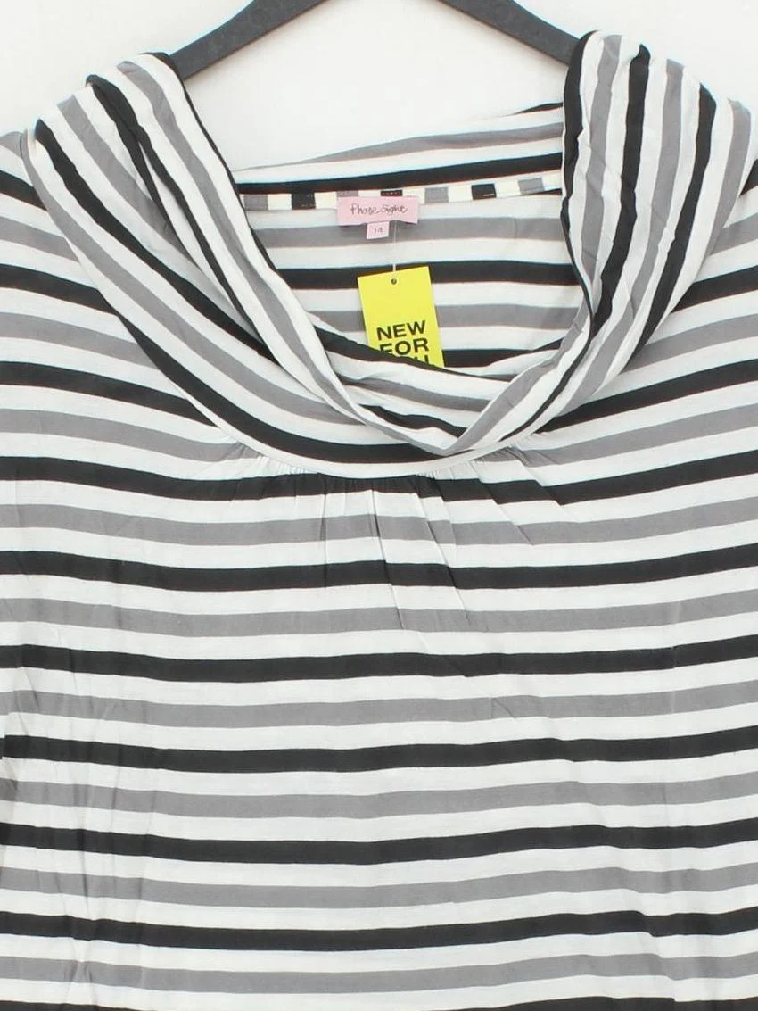 Phase Eight Women's Top L Multi Striped 100% Viscose 3/4 Sleeve Round Neck Basic - Image 3