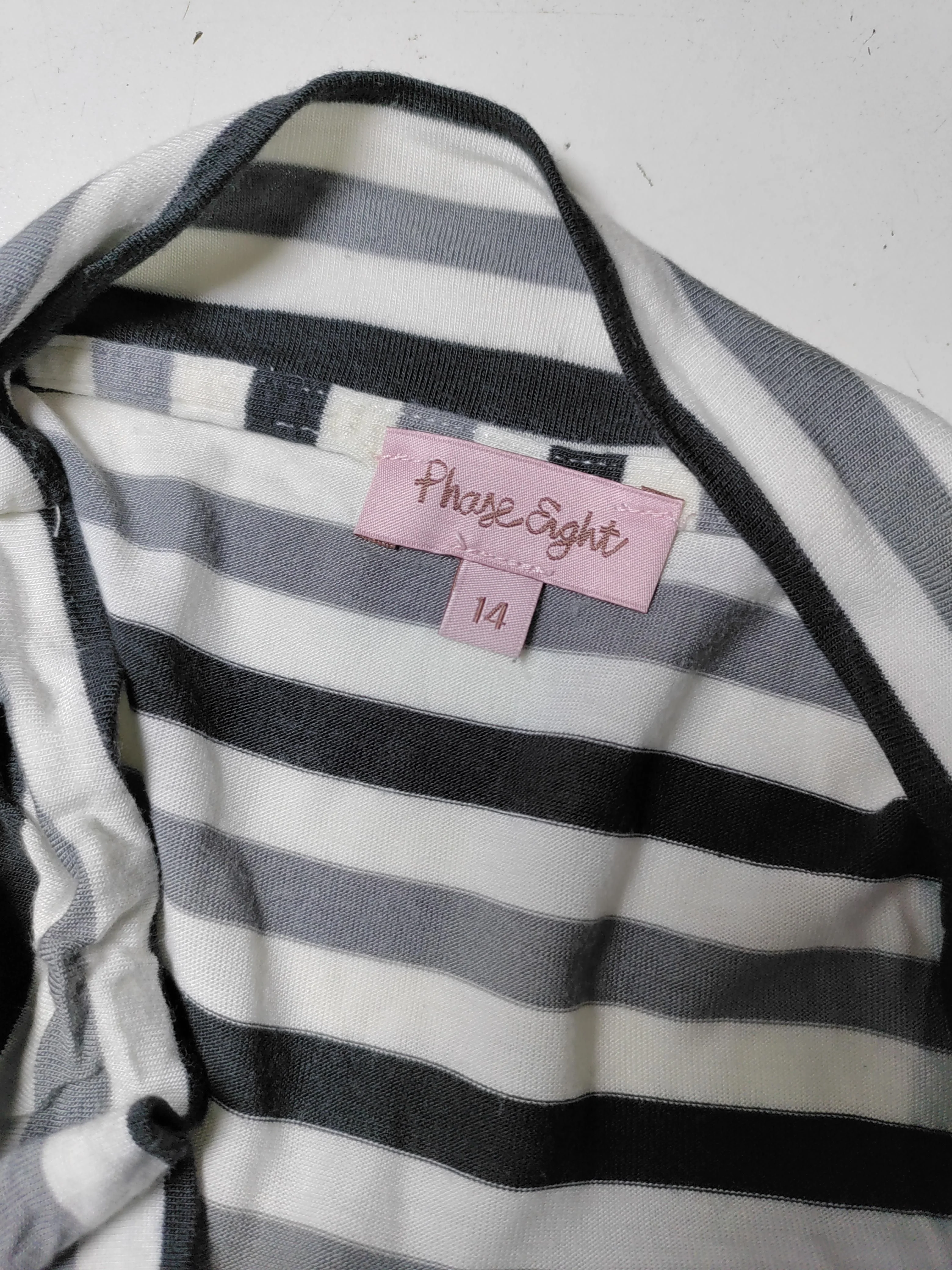 Phase Eight Women's Top L Multi Striped 100% Viscose 3/4 Sleeve Round Neck Basic - Image 5