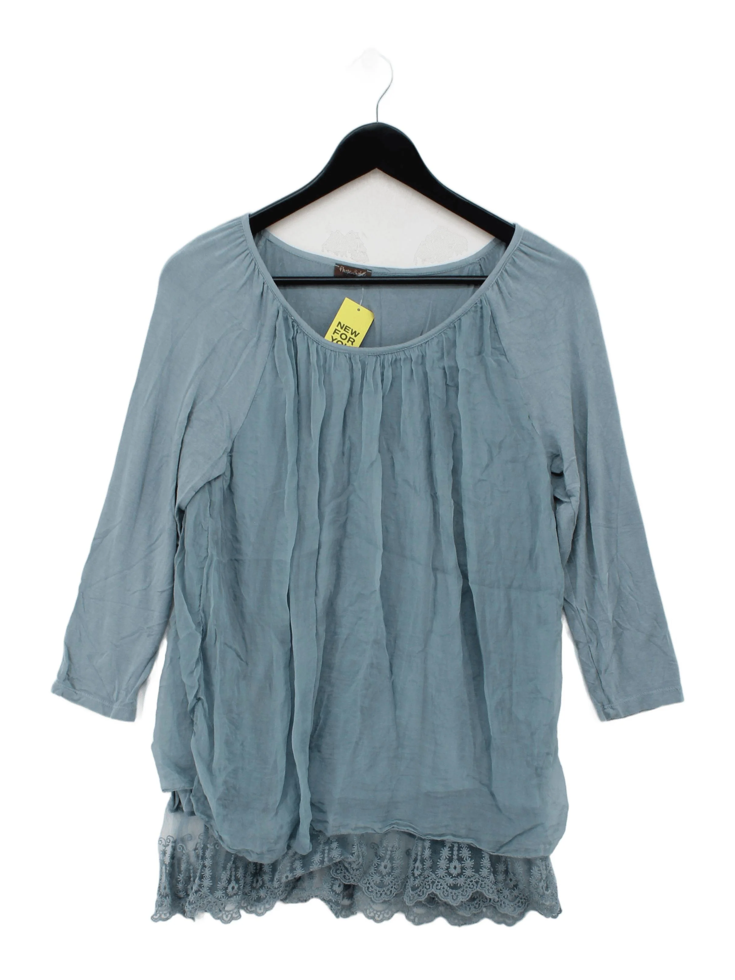 Phase Eight Women's Top M Blue Silk with Viscose 3/4 Sleeve Round Neck Tunic