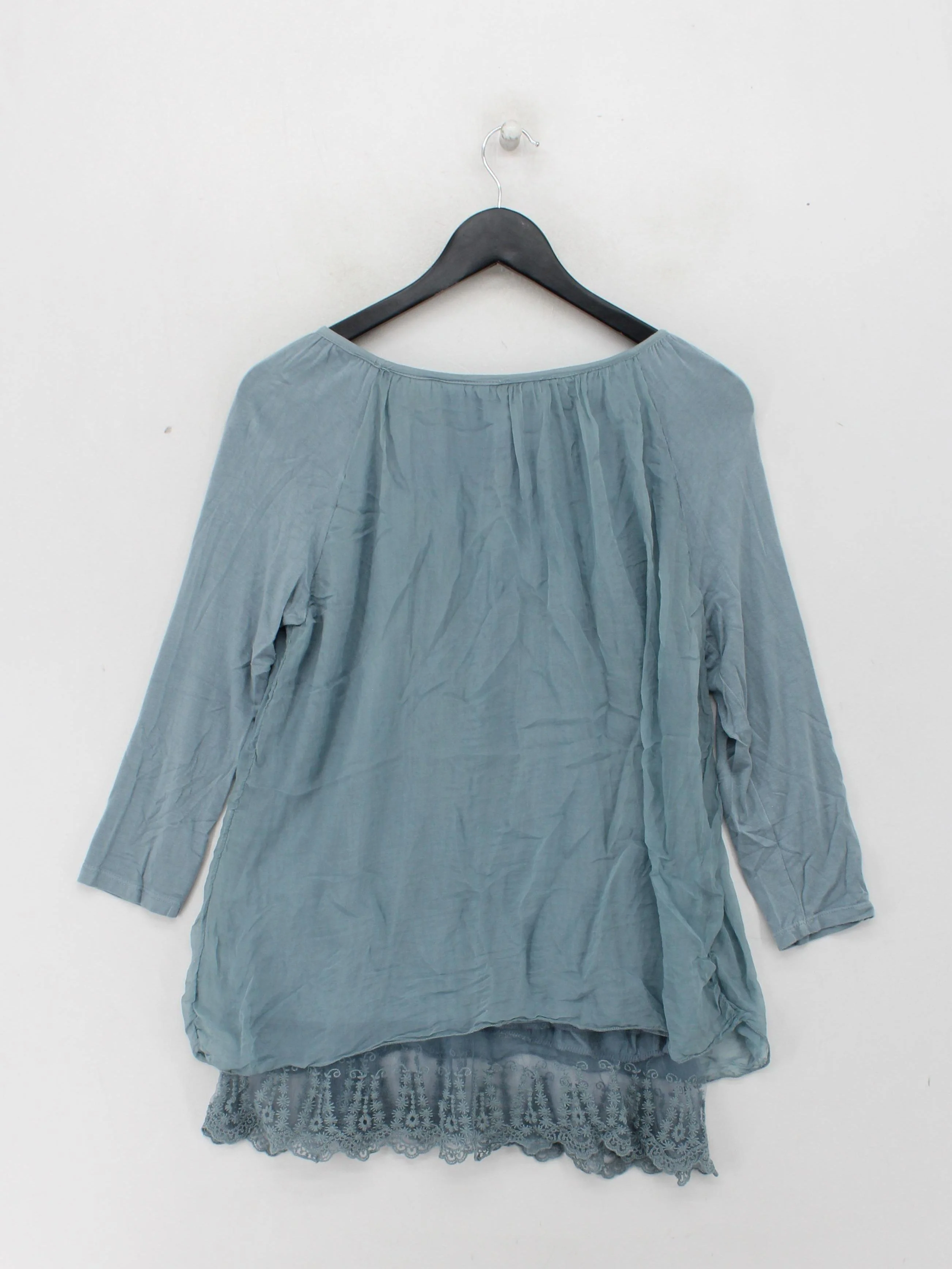 Phase Eight Women's Top M Blue Silk with Viscose 3/4 Sleeve Round Neck Tunic - Image 2