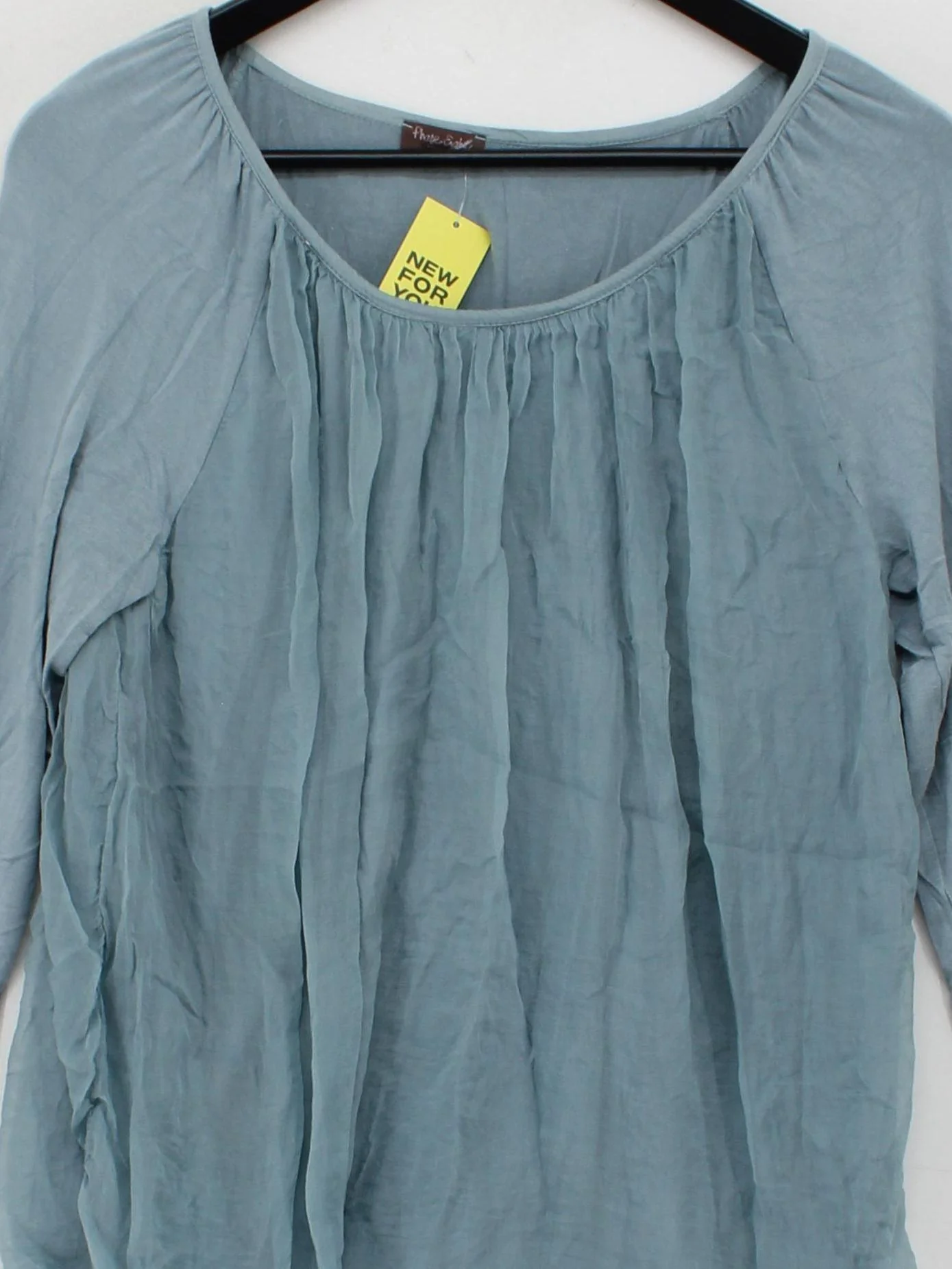 Phase Eight Women's Top M Blue Silk with Viscose 3/4 Sleeve Round Neck Tunic - Image 3